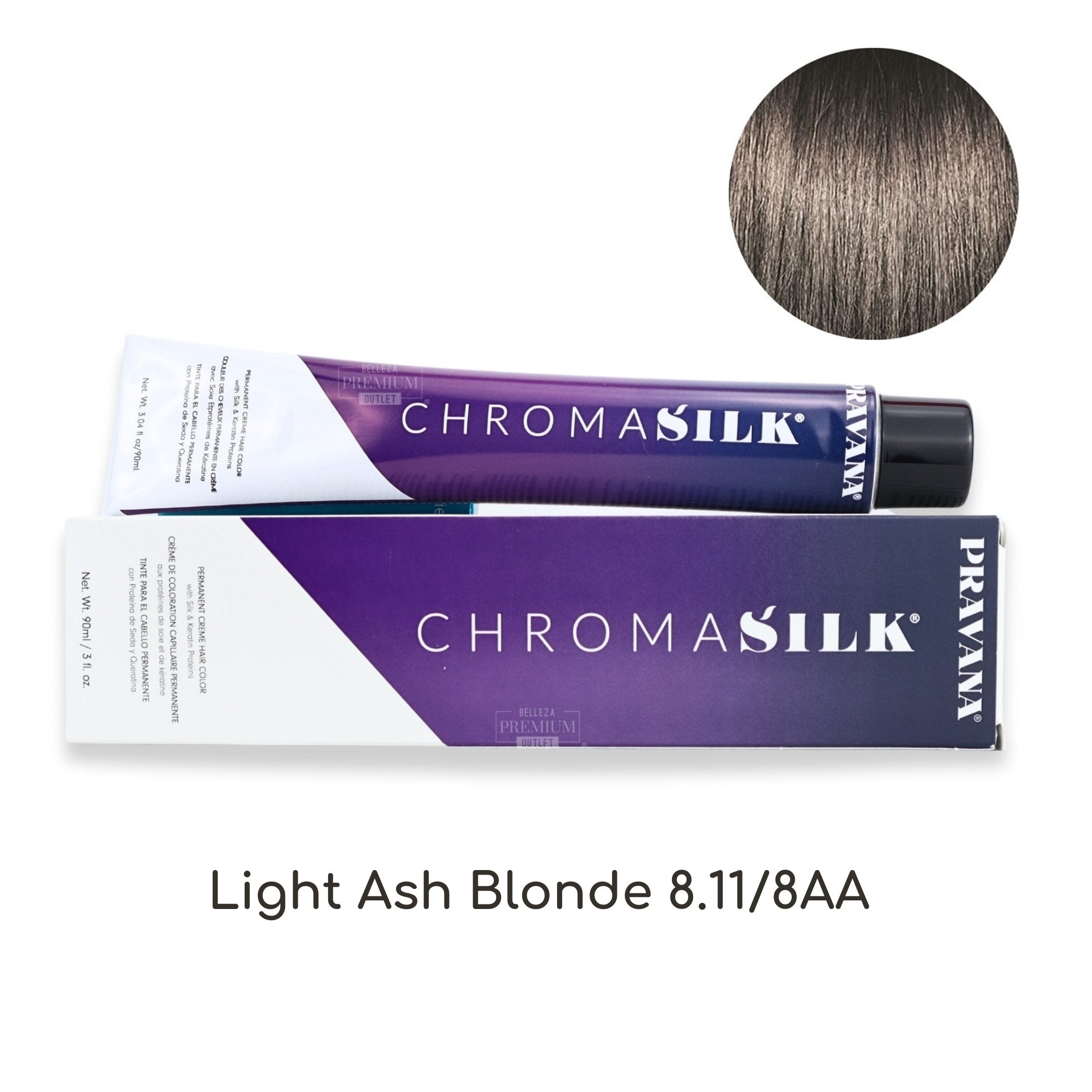 PRAVANA CHROMASILK Creme Light Ash Blonde 8.11/8AA 90ml: El Tinte Perfecto para un Rubio Ceniza Claro y Radiante
