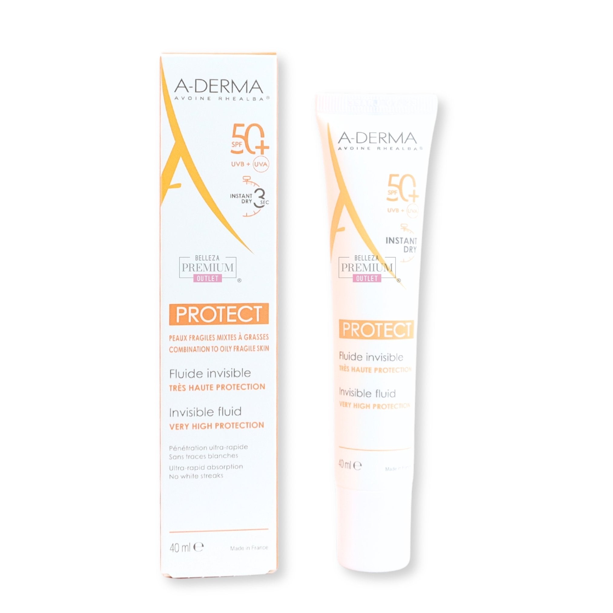 Aderma PROTECT Fluide Invisible SPF50+ 40ml: Revolucionario protector solar de absorción rápida.