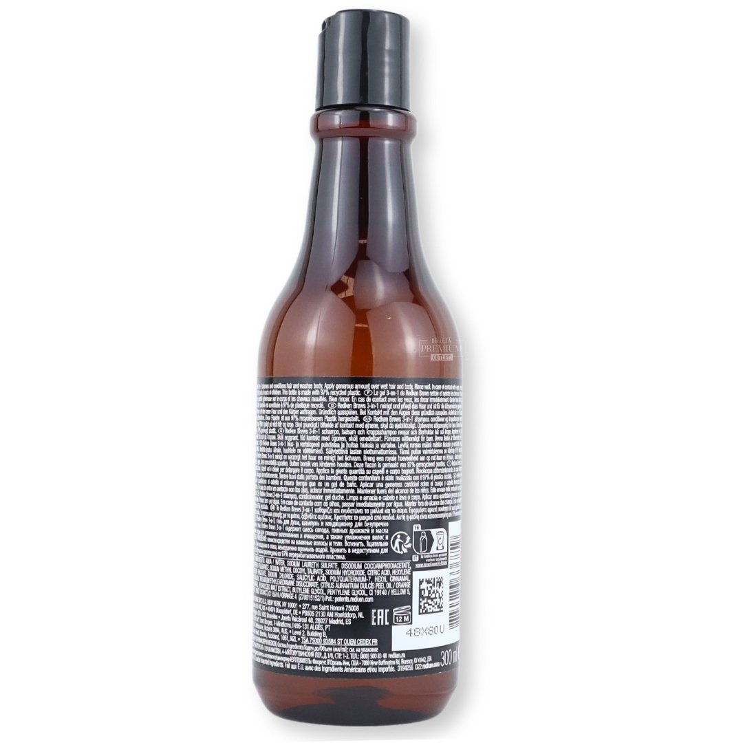 Redken Brews 3-in-1 300ml: Limpieza eficaz y refrescante para el cabello y cuerpo