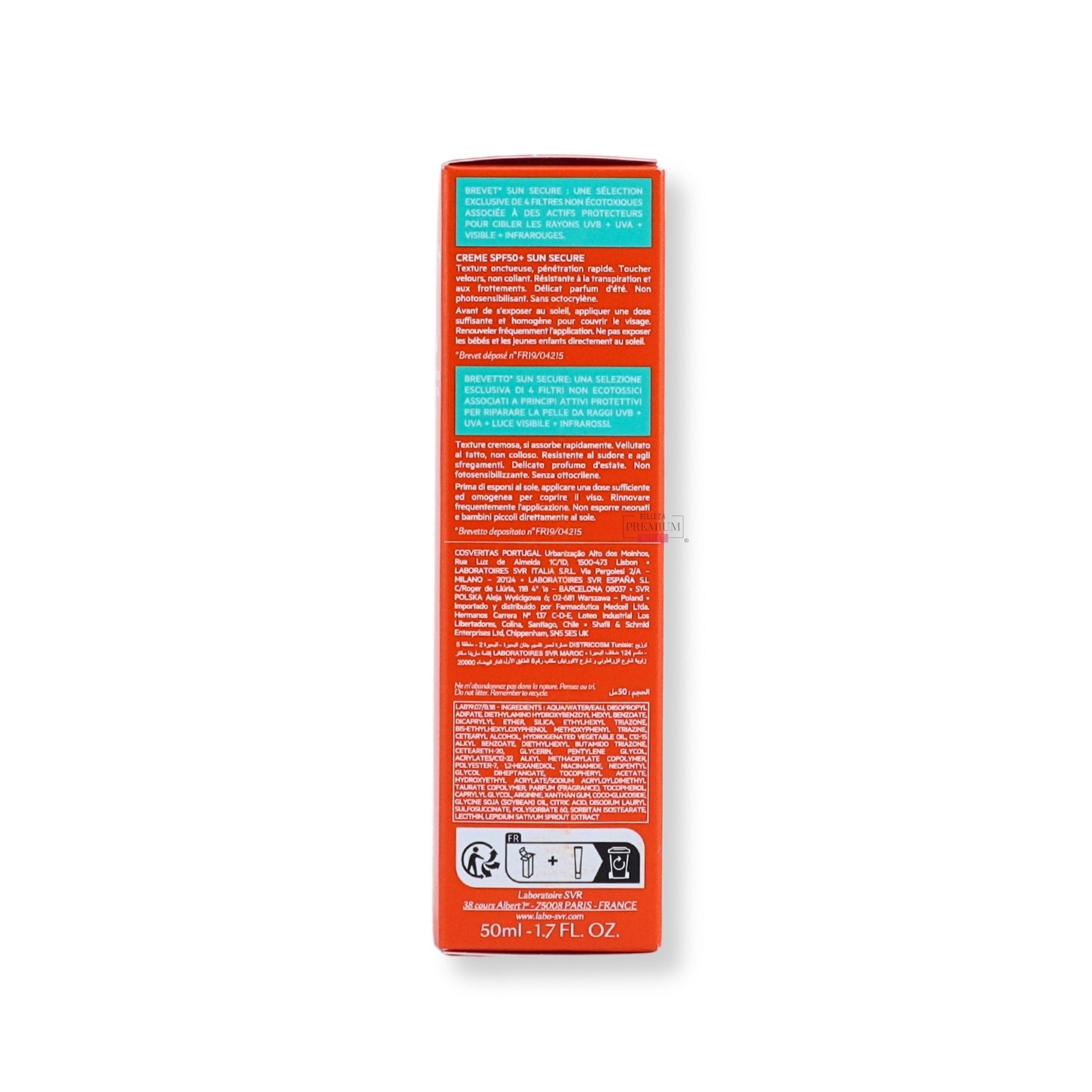 SVR Sun Secure Creme SPF50+ 50ml: Protección Solar Infalible para una Defensa Completa