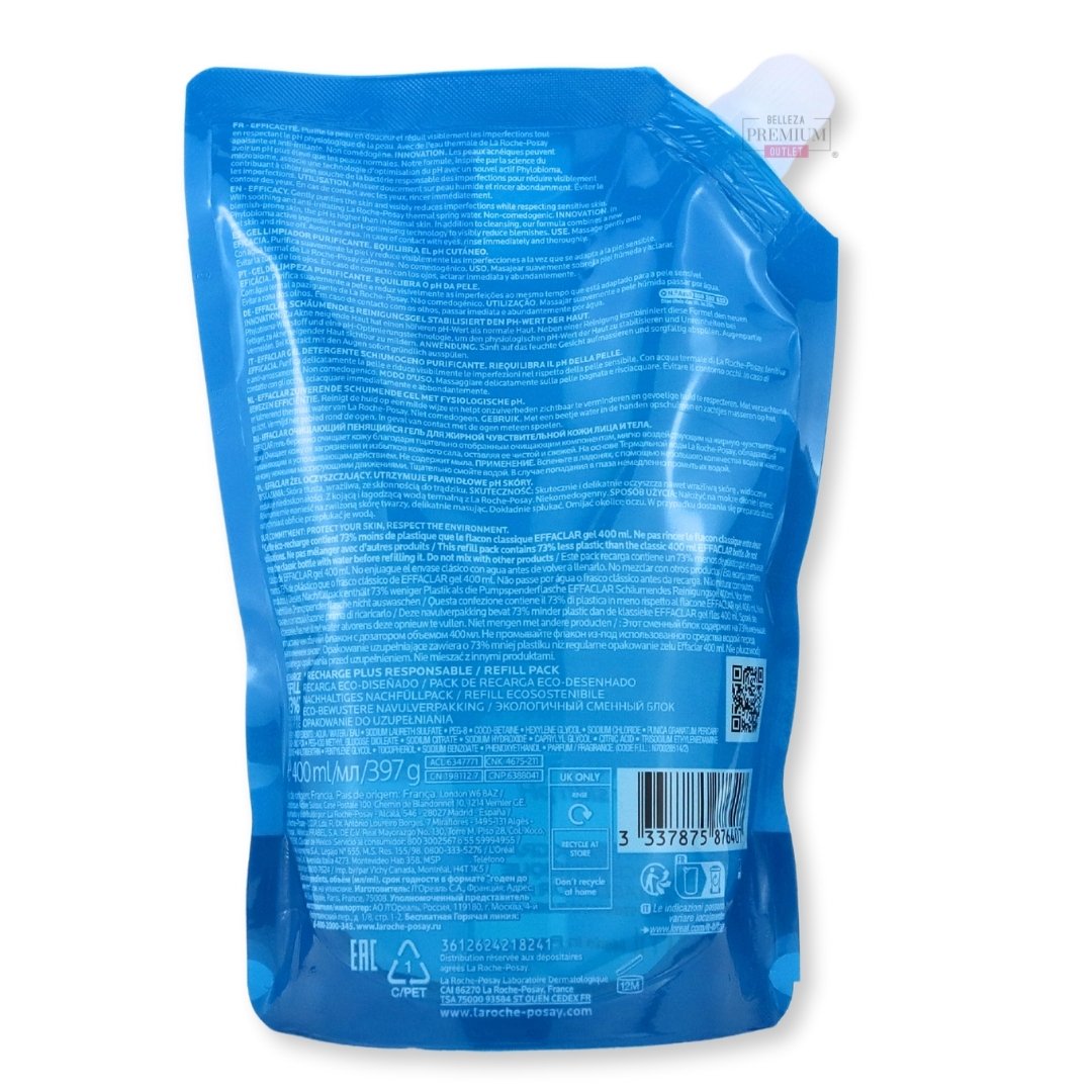 La Roche-Posay Effaclar Cleansing Gel 400ml Refill: Asombrosa Limpieza para Pieles Grasas y Sensibles
