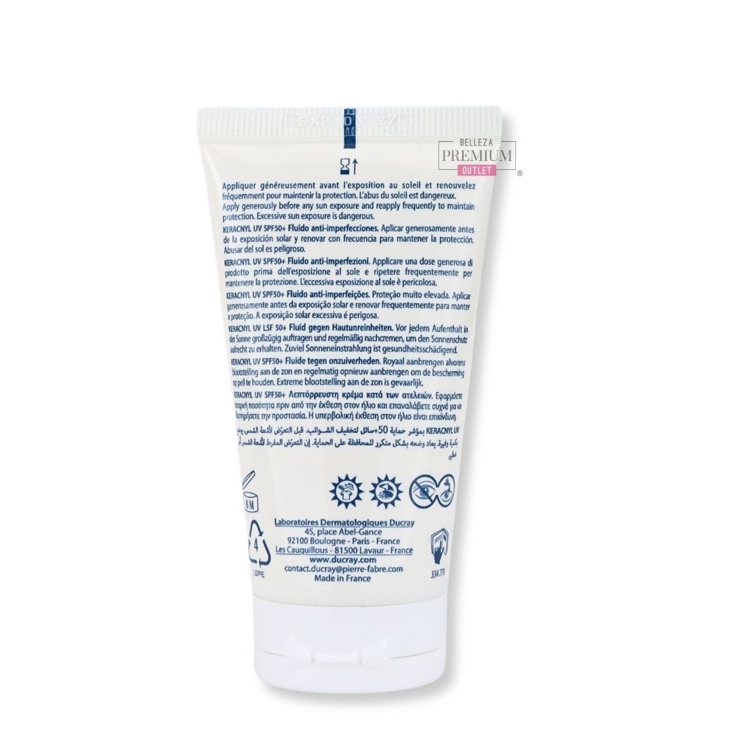 Ducray KERACNYL Fluide UV 50+ Anti-imperfecciones 50ml: Victorioso combate contra las imperfecciones y el daño solar