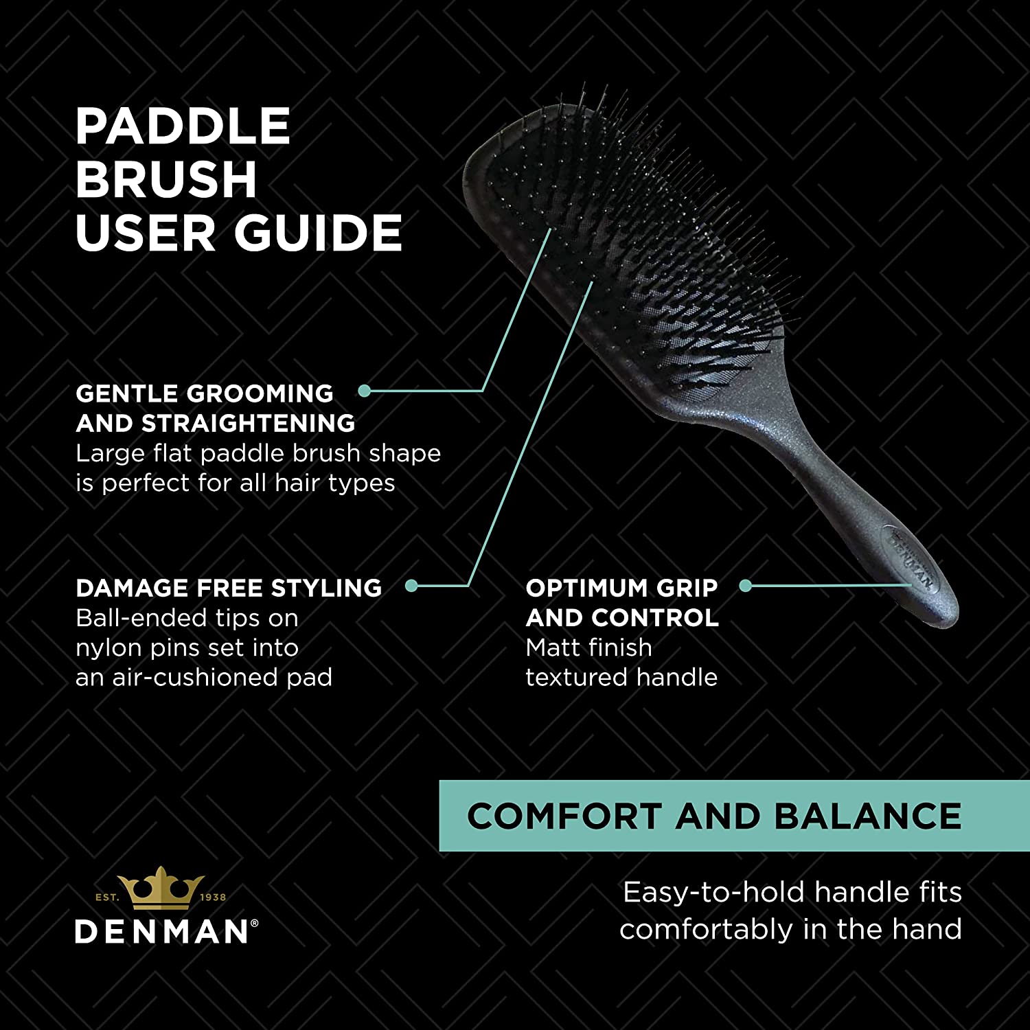 Denman D83 Paddle Brush – Desenredado, alisado y cuidado profesional en un solo cepillo