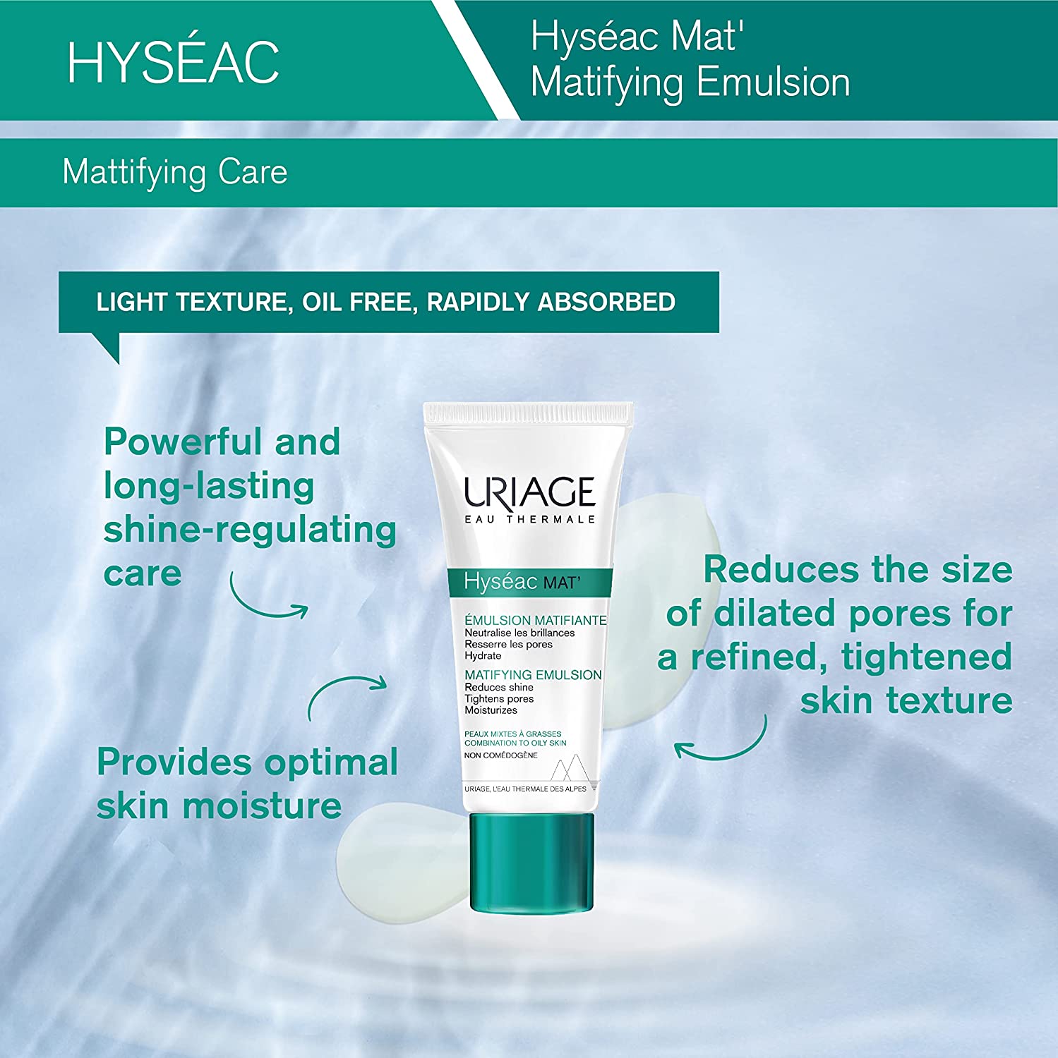 Uriage Hyseac Mat Matifying Emulsion 40ml – Control Total del Brillo y Piel Mate Todo el Día