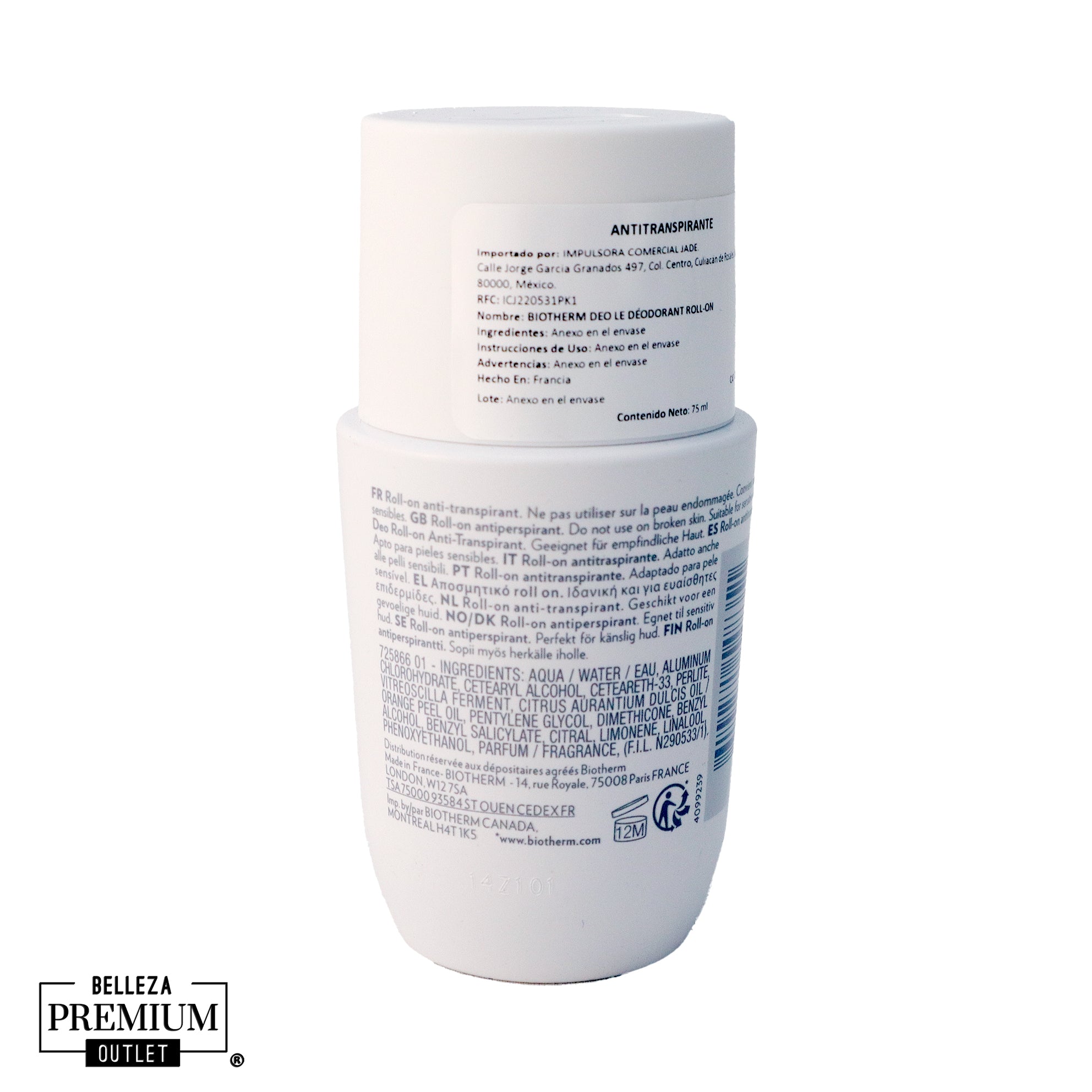 Biotherm Le Déodorant Roll-On 75ml – Desodorante Diario para Piel Sensible