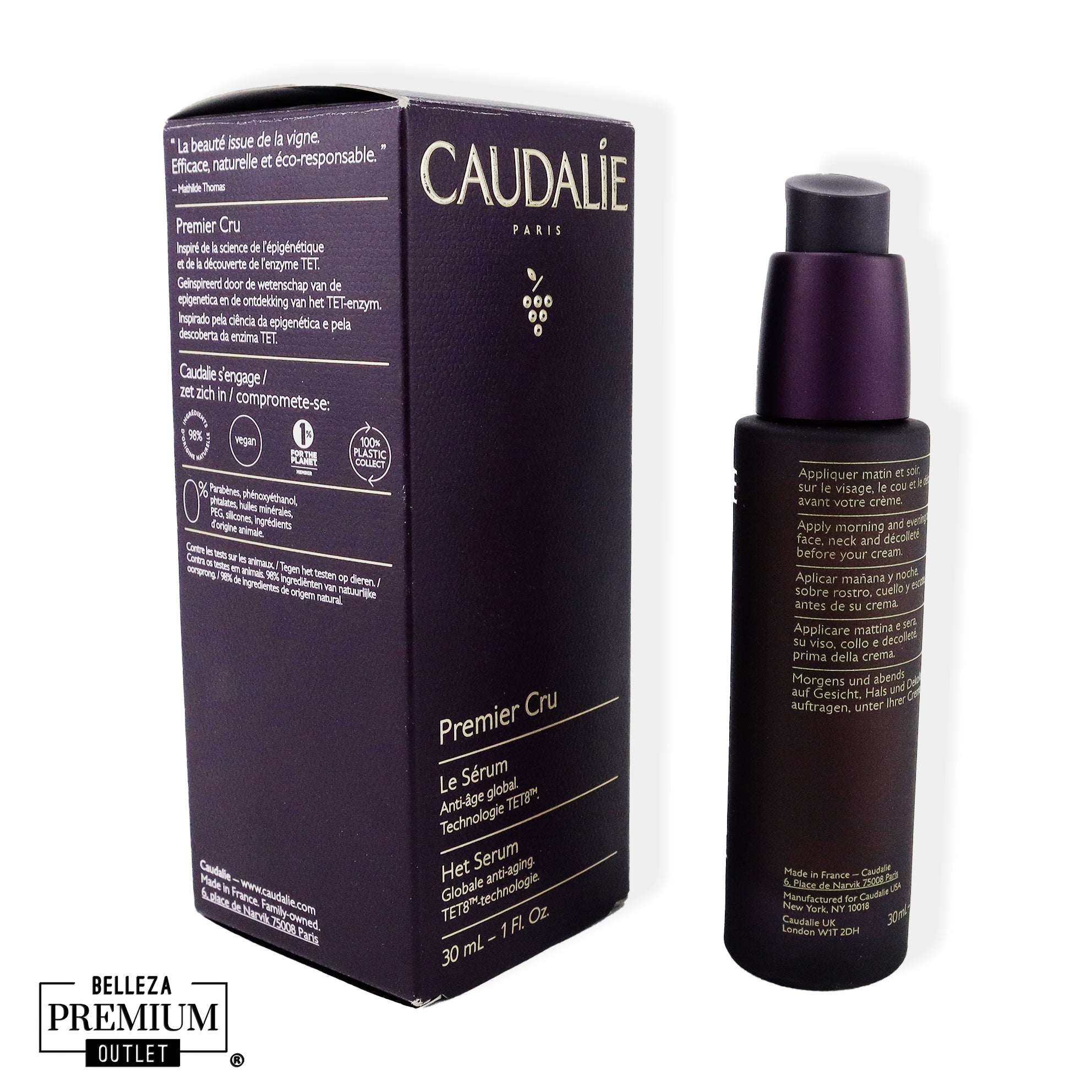 Caudalie Premier Cru Le Sérum 30ml – Sérum Antiedad Global para Piel Radiante y Rejuvenecida