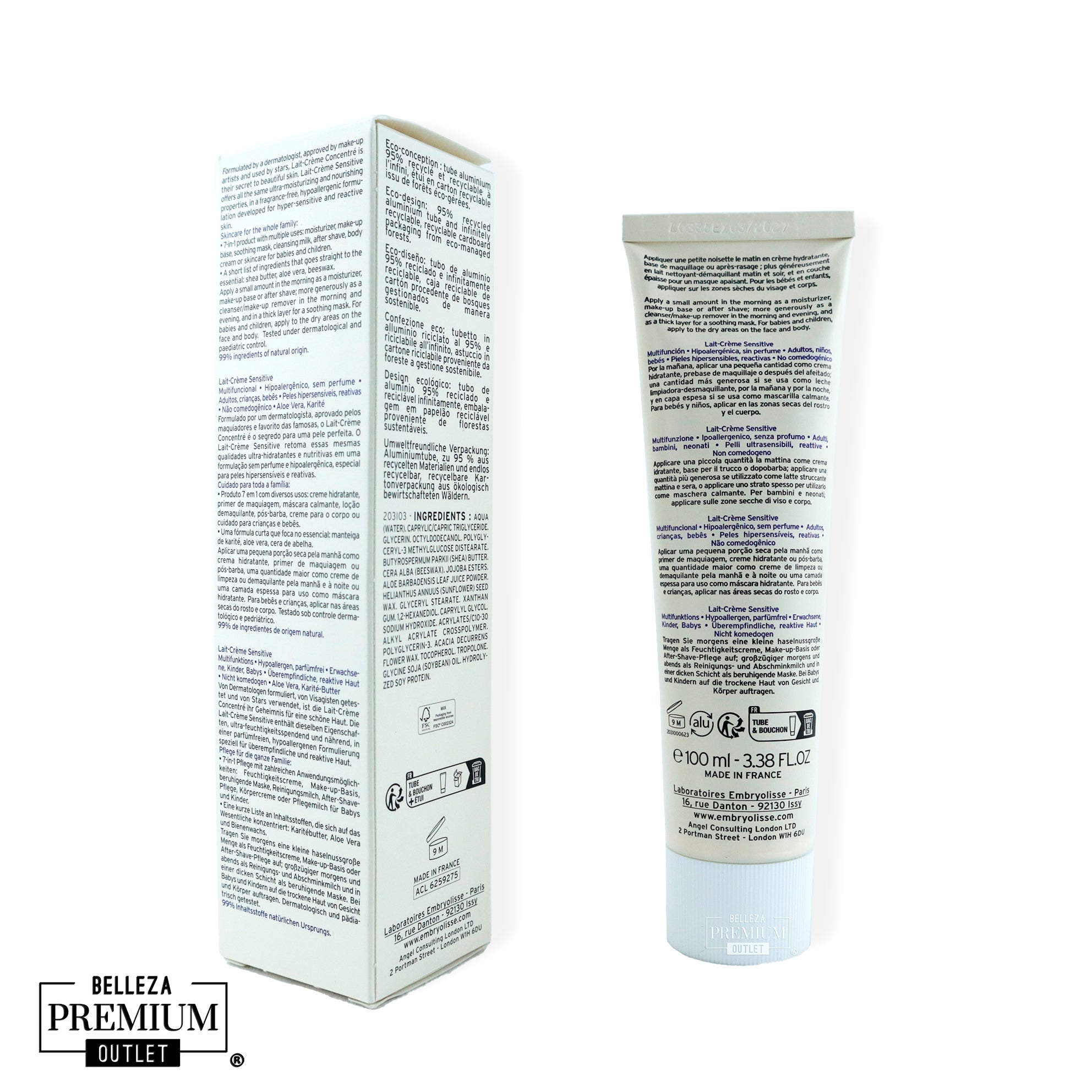 Embryolisse Lait-Crème Sensitive 100ml – Piel Ultra Sensible, Cuidado Ultra Delicado