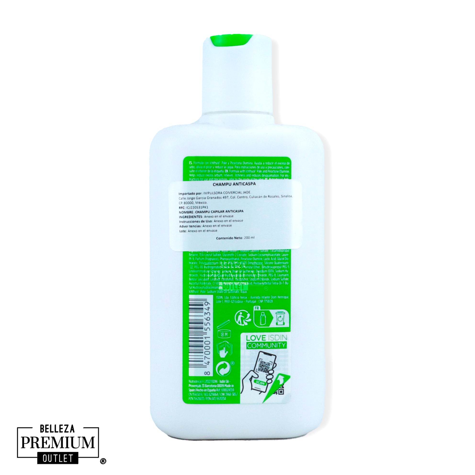 ISDIN Nutradeica Champú Anticaspa Grasa 200ml – Controla la Caspa, el Sebo y el Picor Desde el Primer Uso