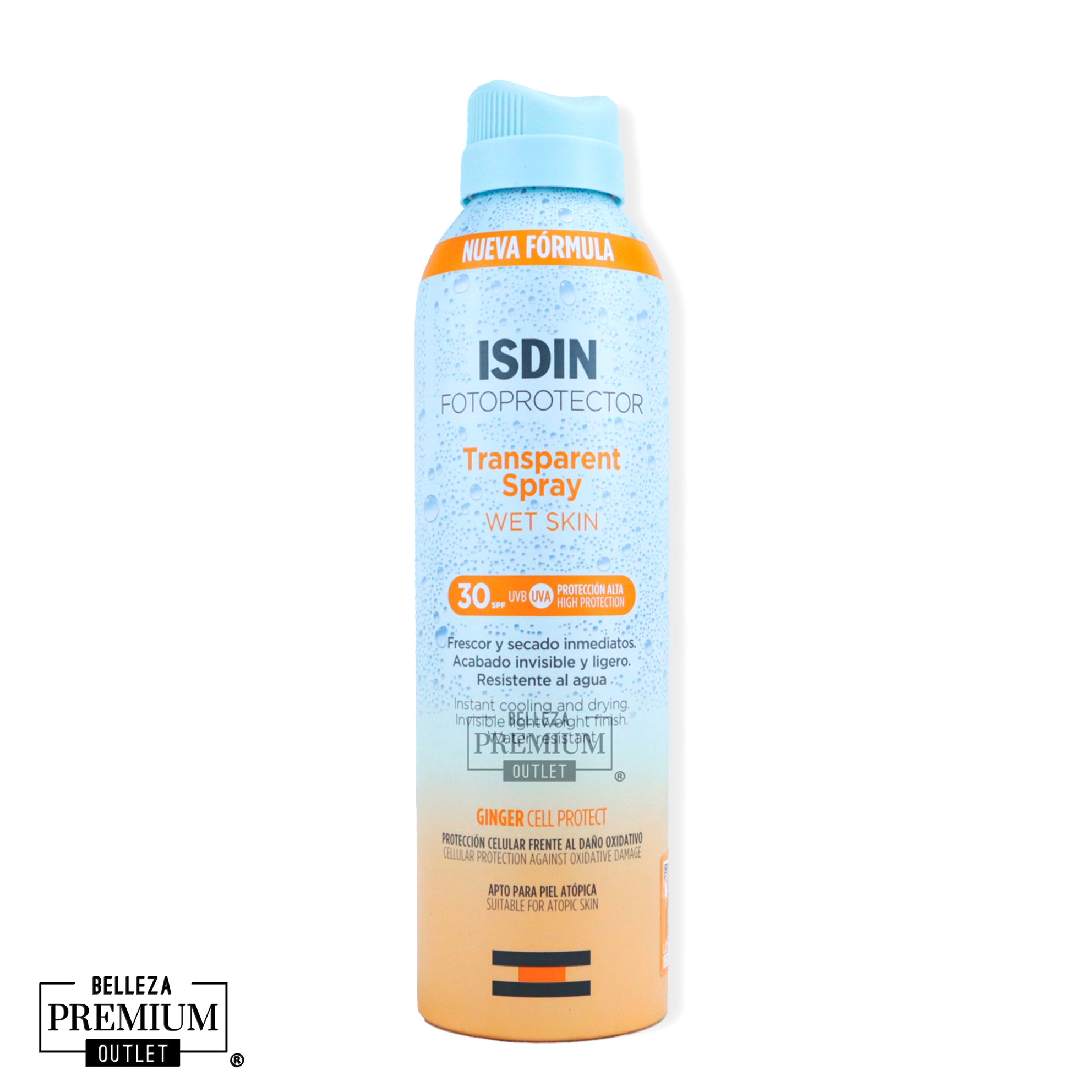 ISDIN Fotoprotector Transparent Spray Wet Skin SPF 30 – Protección Solar Transparente en Spray, Incluso sobre Piel Mojada