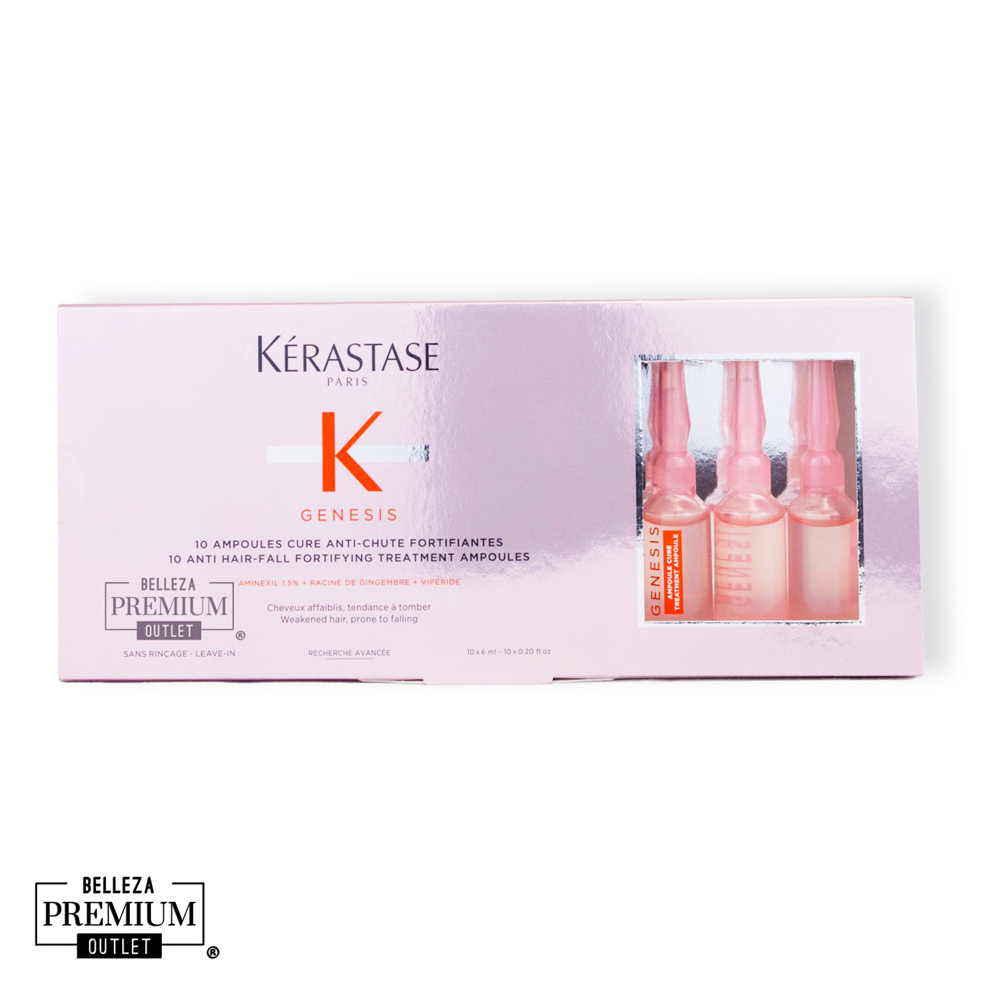 Kérastase Genesis Ampoules Cure Anti-Chute Fortifiantes 10x6ml – Tratamiento Intensivo Anticaída y Fortalecedor para Cabello Débil