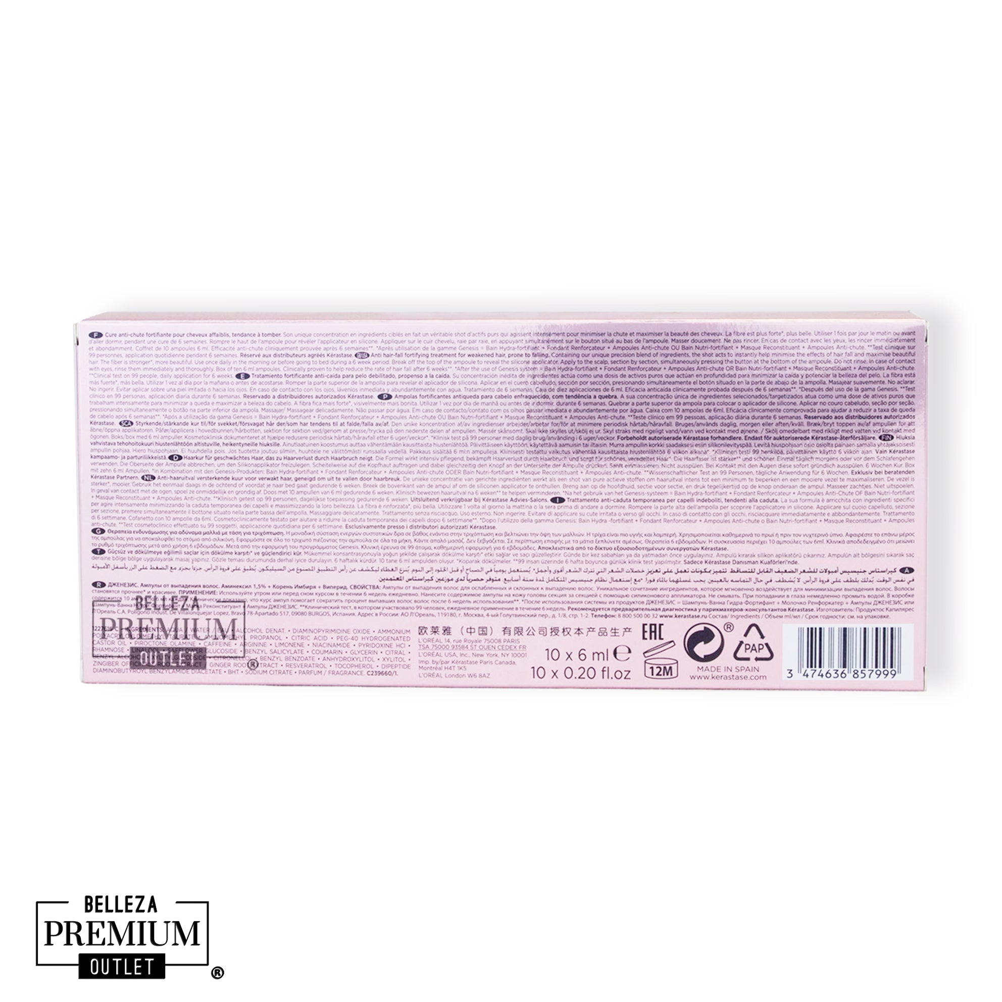 Kérastase Genesis Ampoules Cure Anti-Chute Fortifiantes 10x6ml – Tratamiento Intensivo Anticaída y Fortalecedor para Cabello Débil