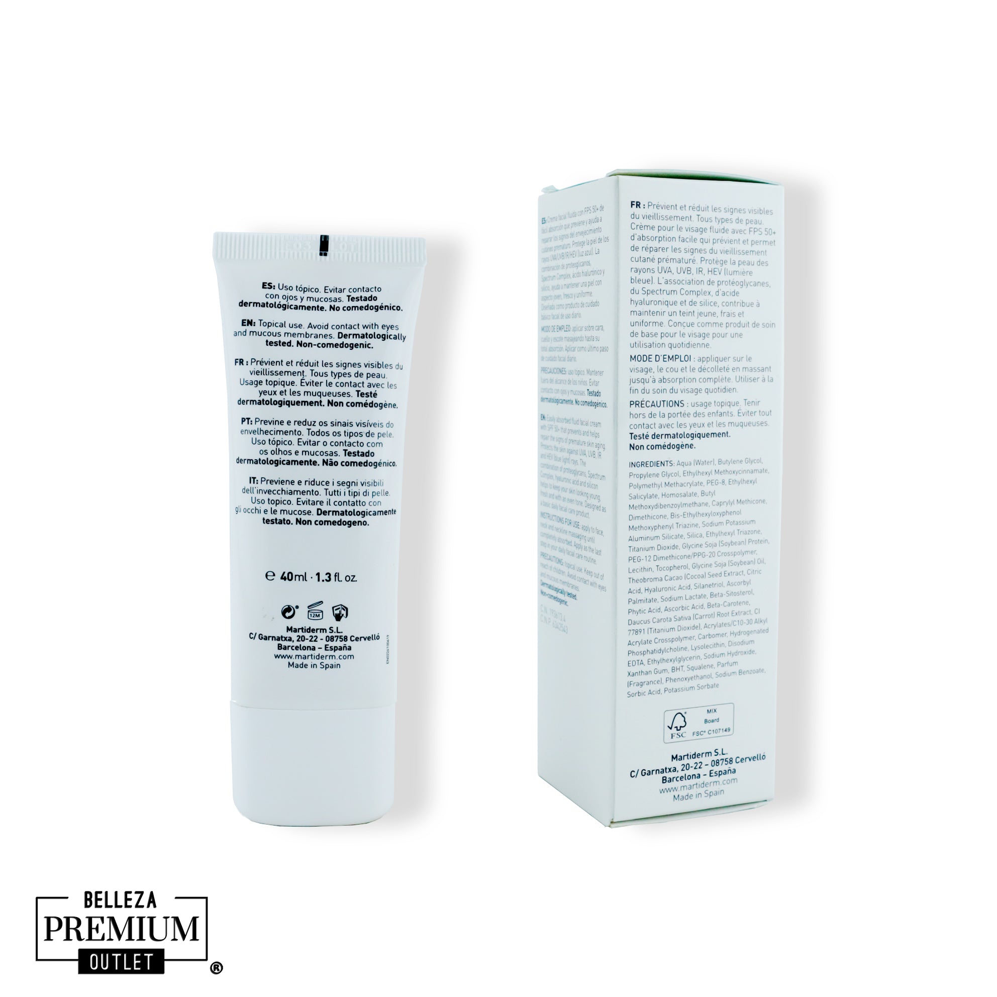 MartiDerm THE ORIGINALS PROTEOS SCREEN SPF50+ Fluid Cream 40ml | Protección Solar Alta y Antioxidante para la Piel