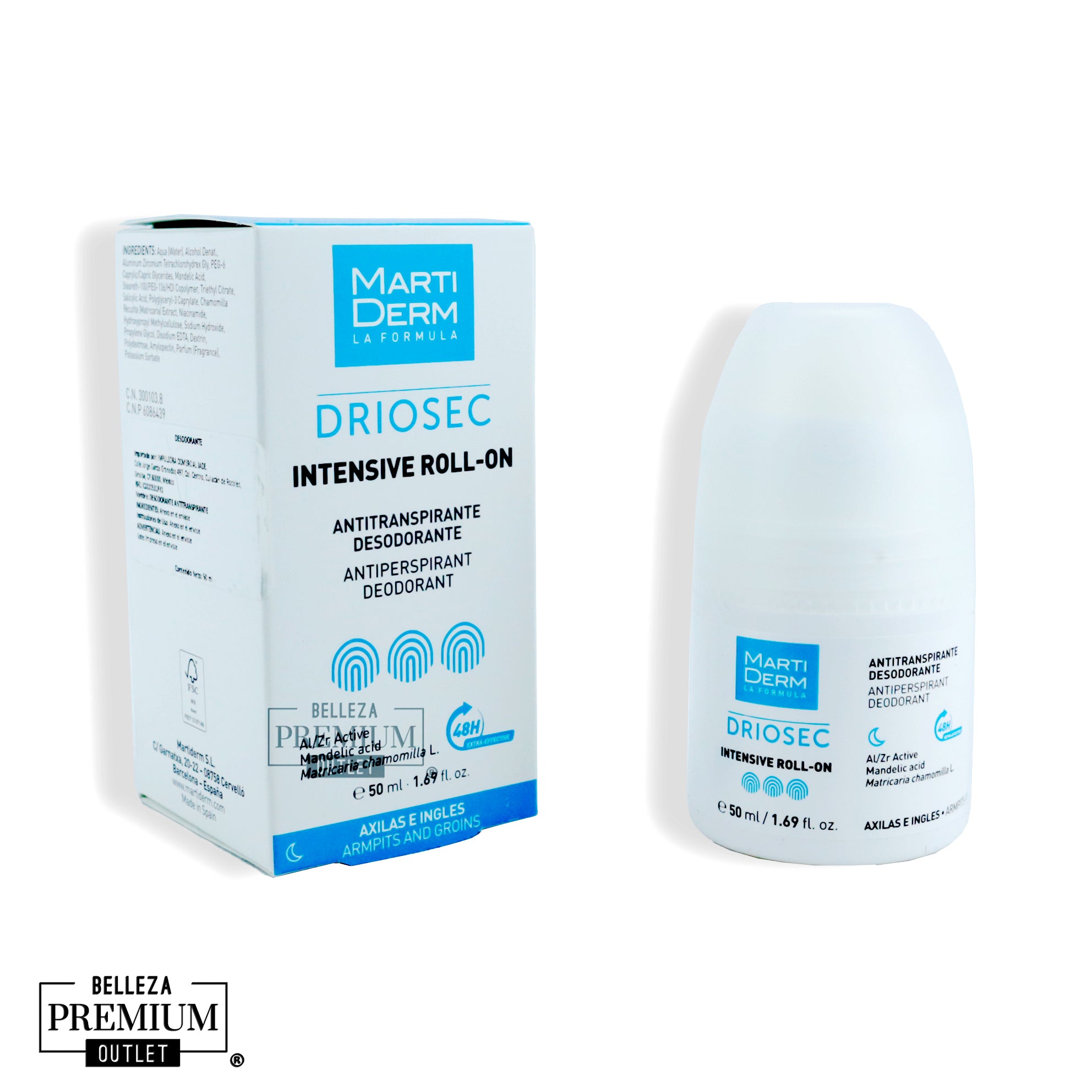 MartiDerm Driosec Intensive Roll-on 50ml | Control Efectivo de Sudoración y Frescura Duradera