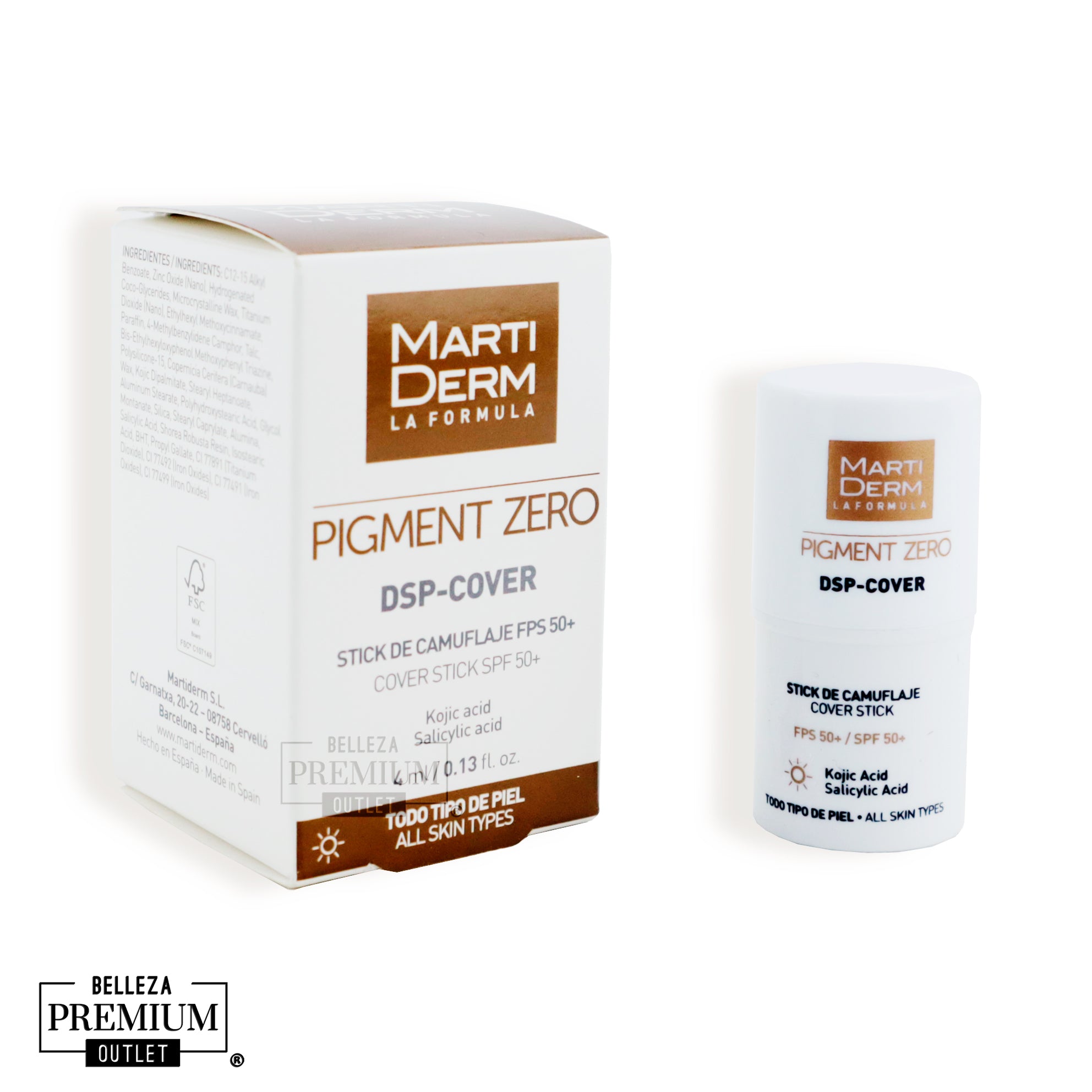 MartiDerm Pigment Zero DSP Cover Stick | Corrección Precisa de Manchas y Unificación del Tono