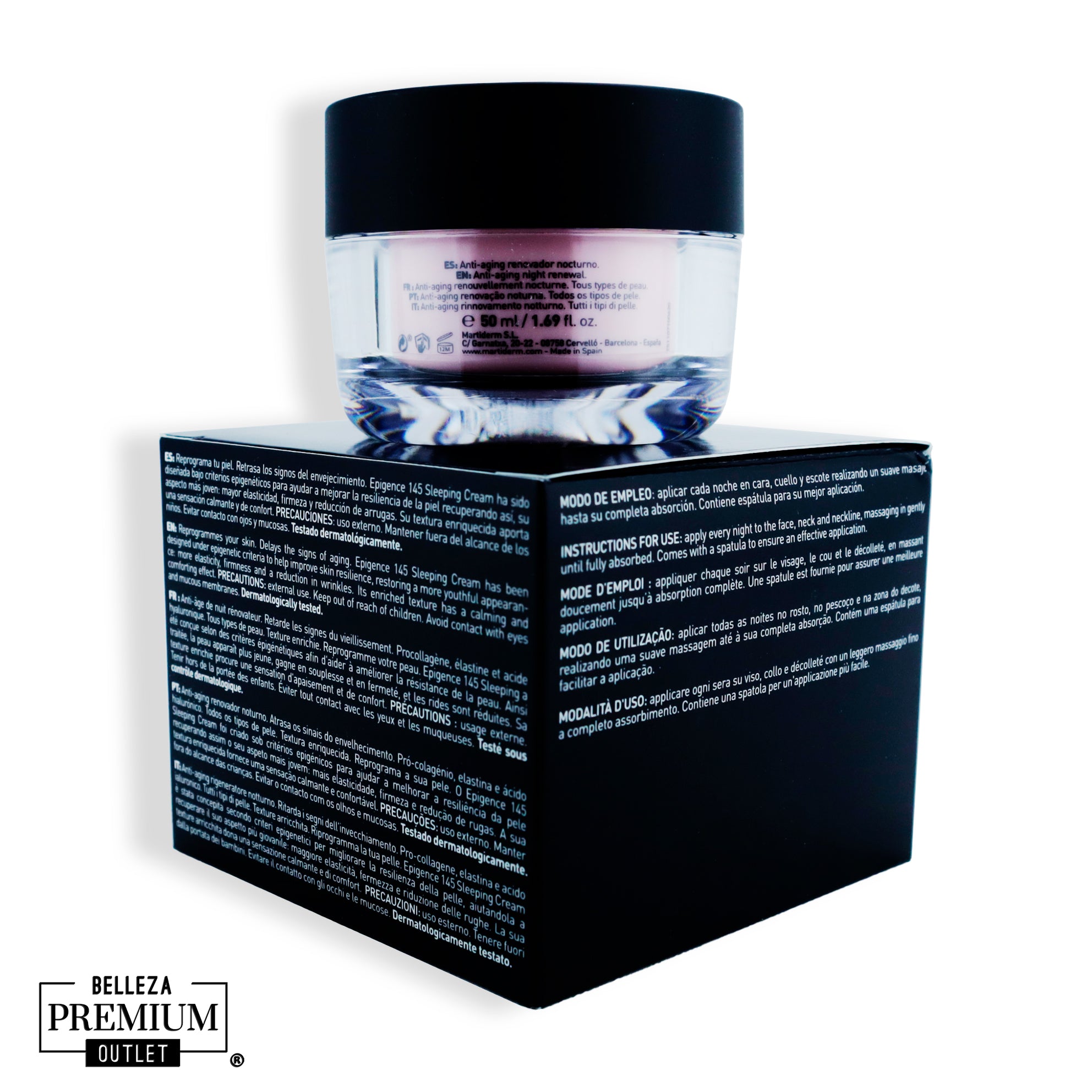 MartiDerm Black Diamond Epigence 145 Sleeping Cream 50ml | Crema Nocturna Reafirmante y Regeneradora