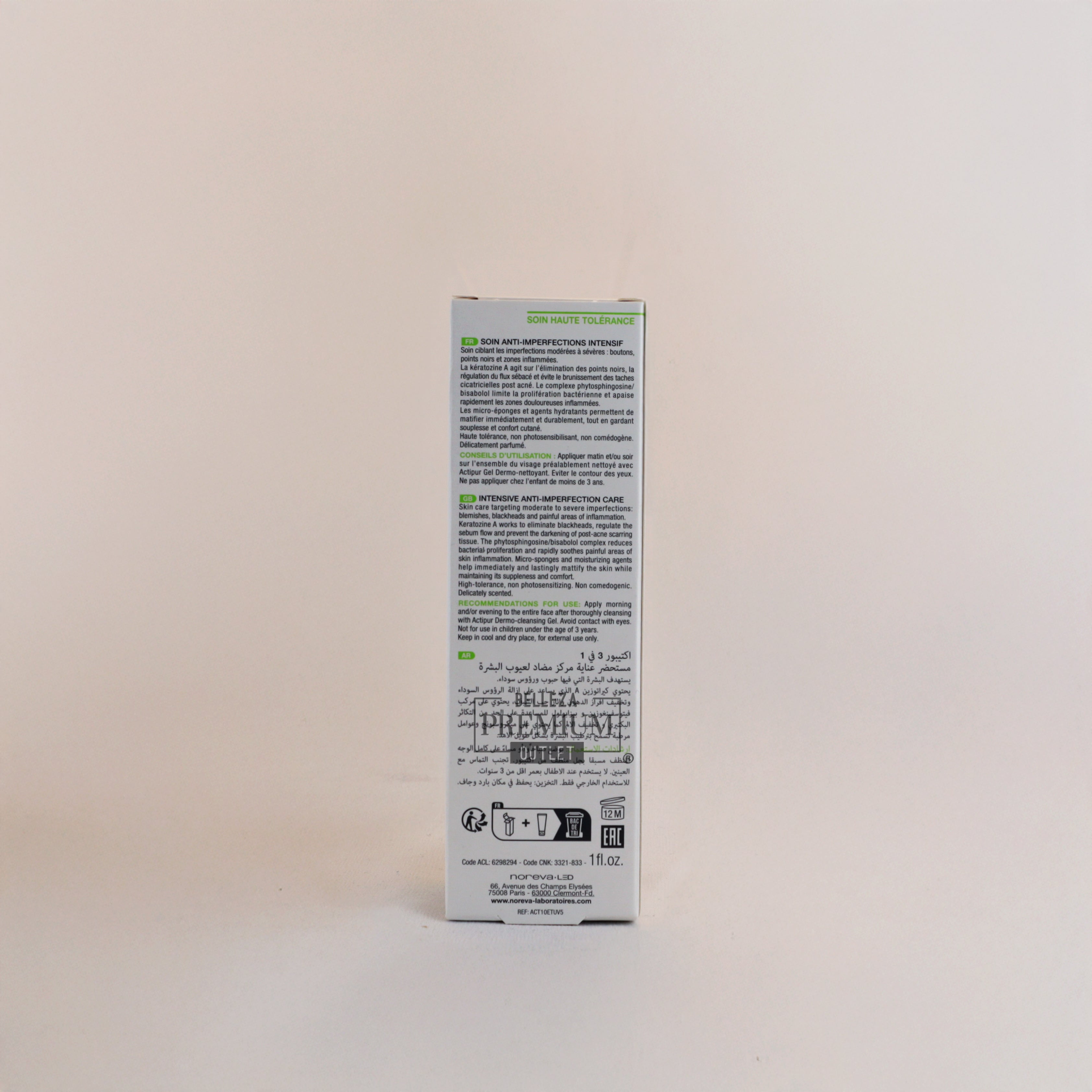 Noreva ACTIPUR 3 en 1 Intensive Anti-Imperfection Care 30ml: Acción Global para una Piel Clara, Lisa y Libre de Imperfecciones