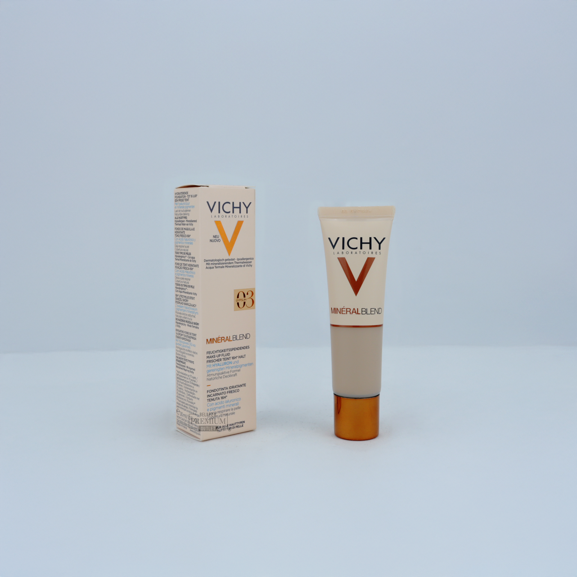 Vichy Mineralblend Foundation 03 Gypsum – Base Fluida Hidratante con Acabado Natural para Piel Clara (30ml)