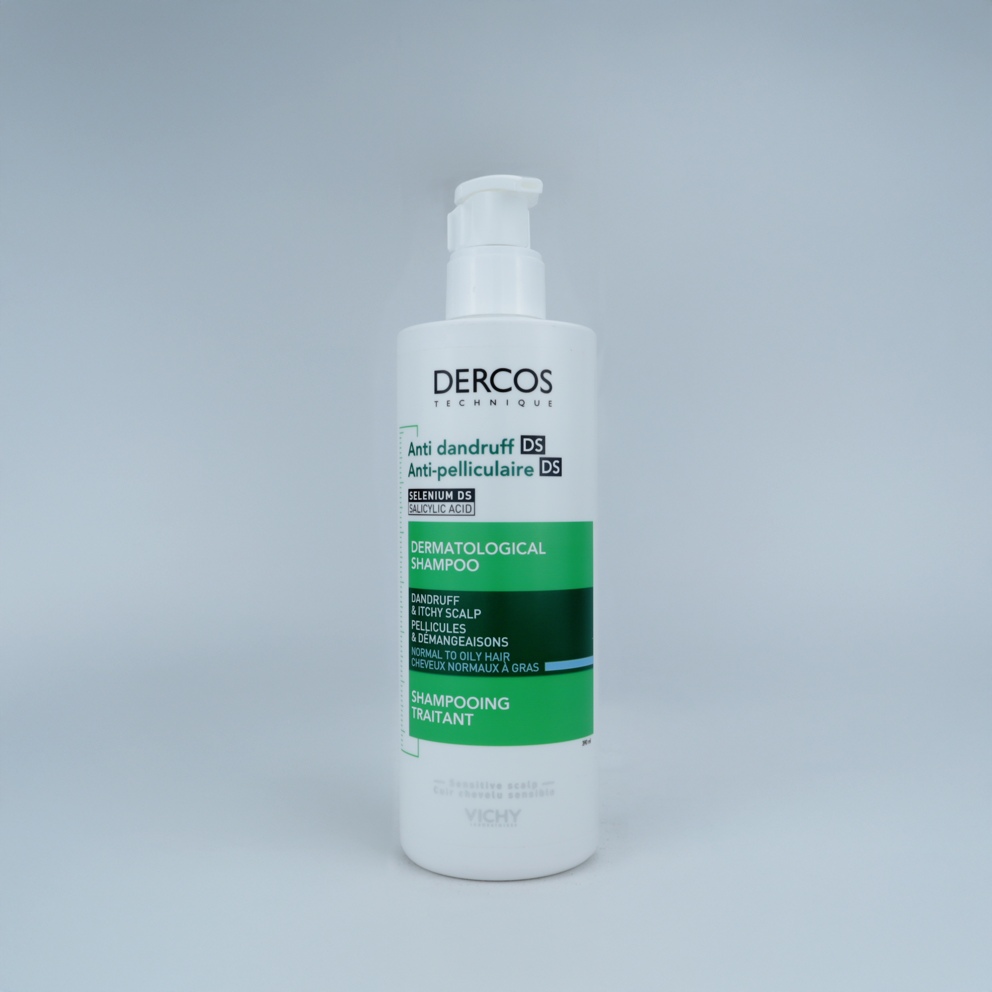 Vichy Dercos Champú Anticaspa Cabello Normal a Graso 390ml – Tratamiento Intensivo para Caspa Persistente y Cuero Cabelludo Graso