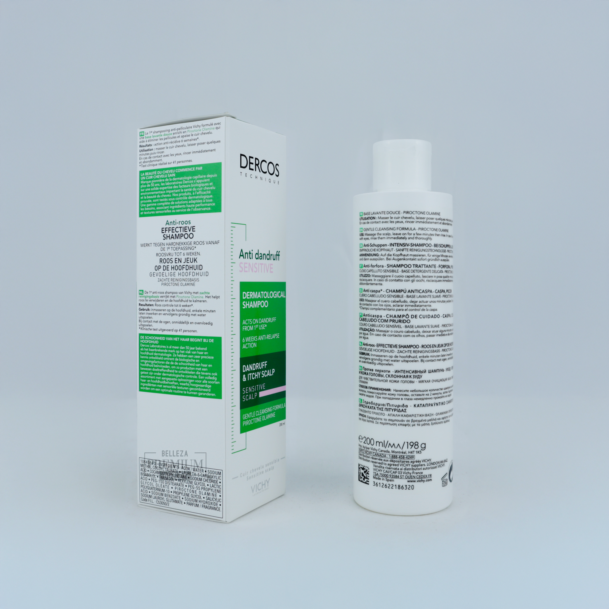 Vichy Dercos Anticaspa Sensitive 200ml – Tratamiento Suave para Caspa y Cuero Cabelludo Sensible