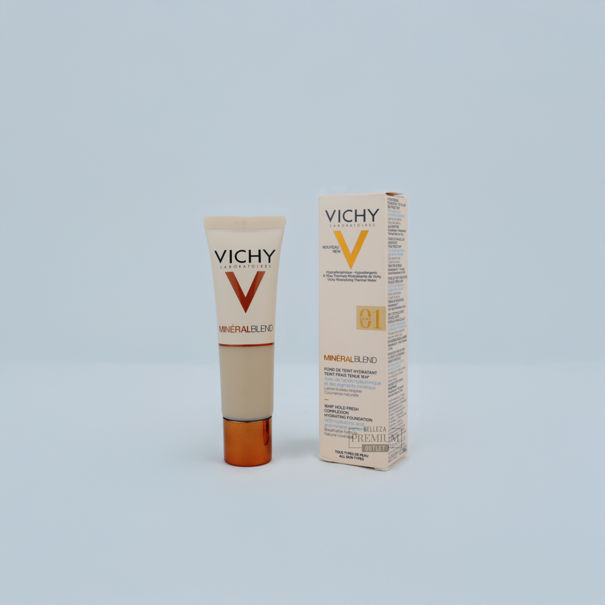 Vichy Mineralblend Foundation 01 Clay – Base Hidratante con Acabado Natural y Luminoso (30ml)