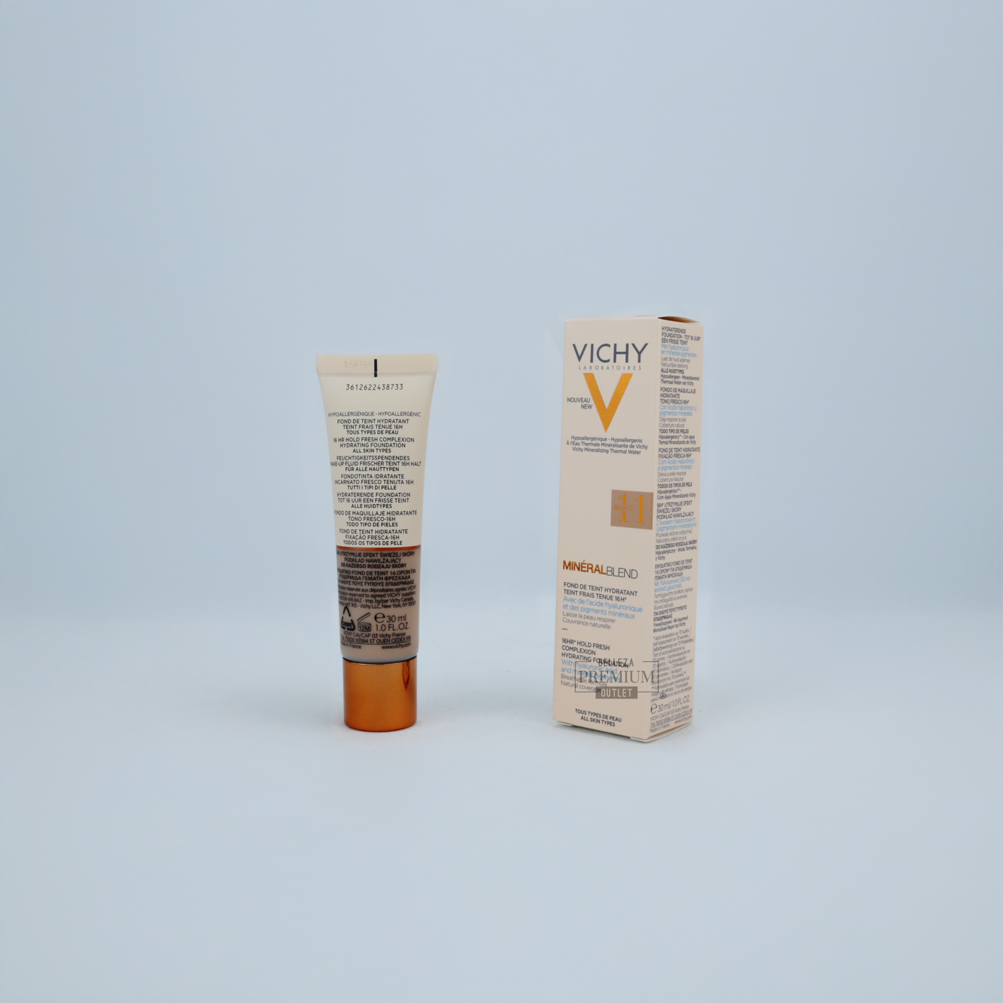 Vichy Mineralblend Foundation 11 Granite – Base Fluida Hidratante con Acabado Natural para Pieles Oscuras (30ml)