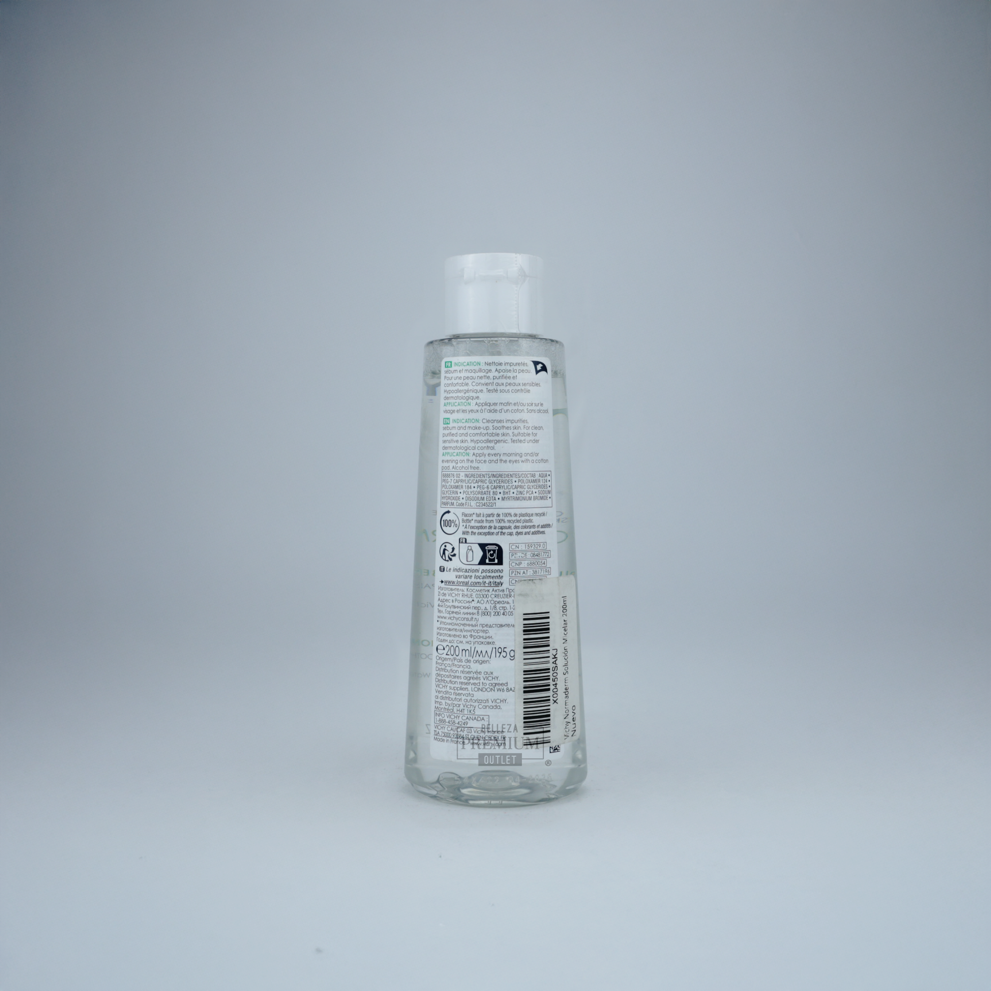 Vichy Normaderm Micellar Solution 3 en 1 200ml – Agua Micelar Purificante para Piel Grasa o con Imperfecciones