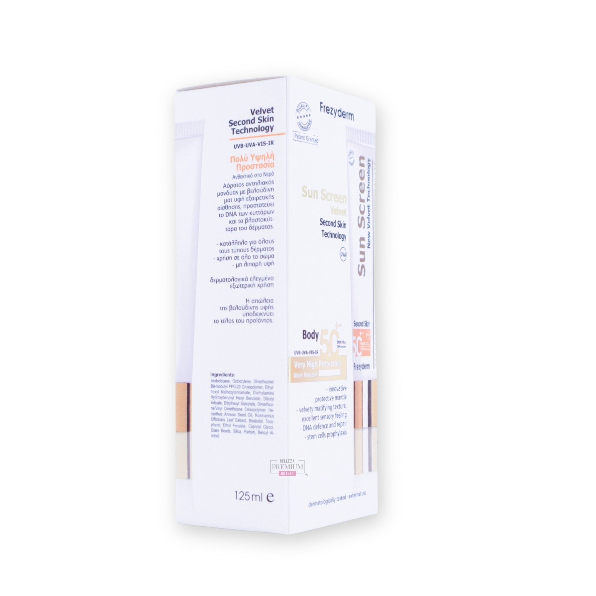 Frezyderm Sun Screen Velvet Body SPF 50+ 125ml – Protección Corporal con Efecto Aterciopelado