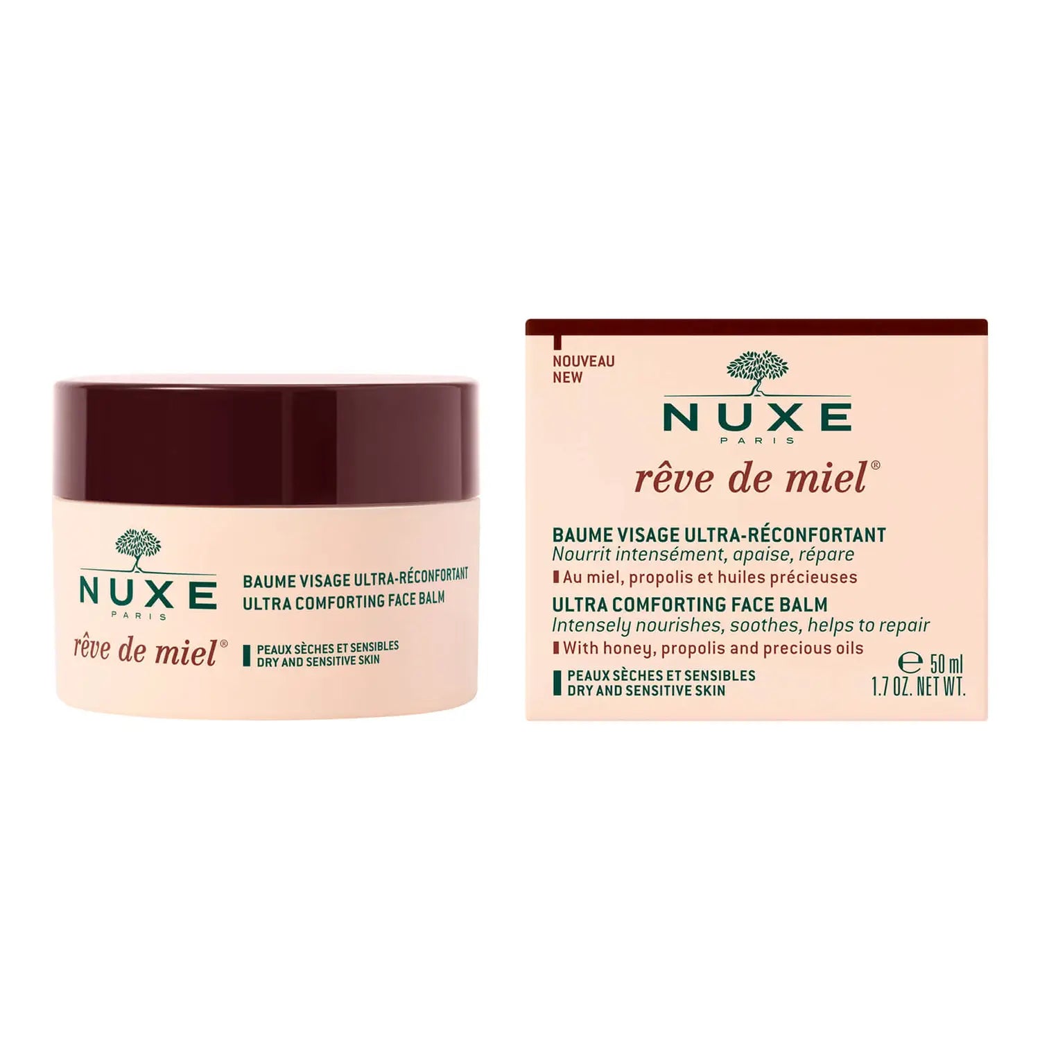 Nuxe Rêve De Miel® Bálsamo para el Rostro 50ml – Nutrición Intensiva y Confort para Piel Seca o Sensible