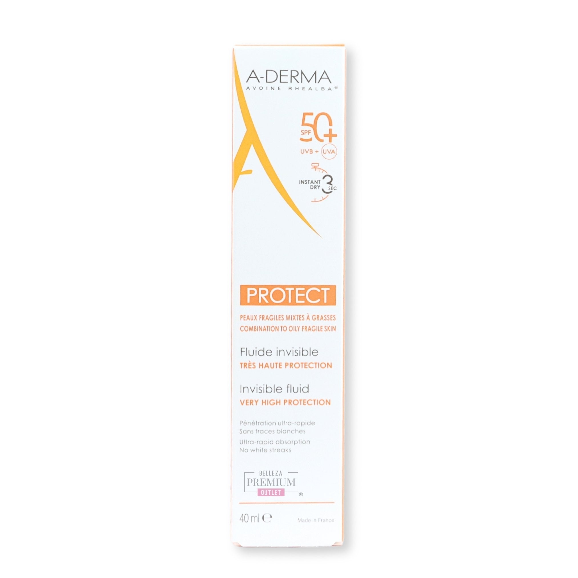 Aderma PROTECT Fluide Invisible SPF50+ 40ml: Revolucionario protector solar de absorción rápida.