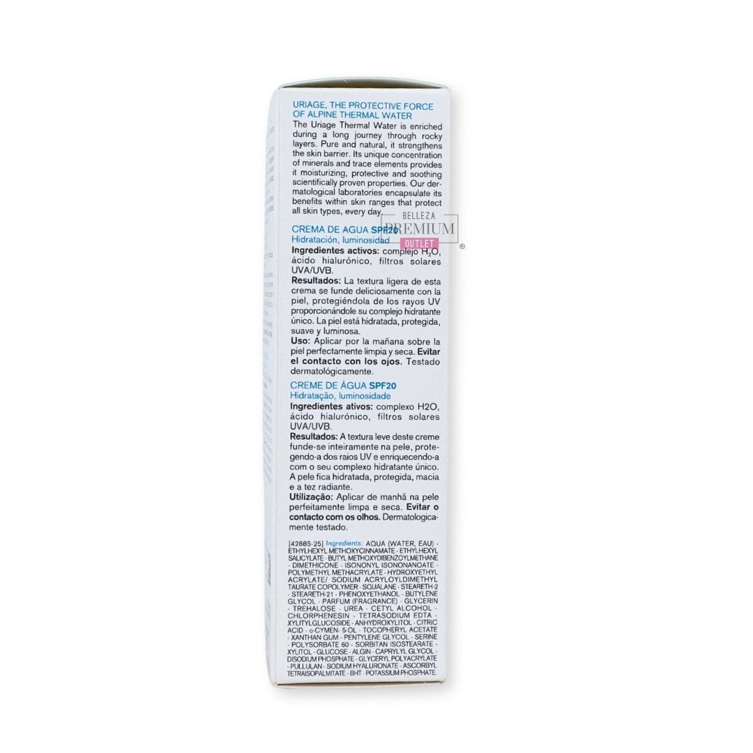 Uriage Eau Thermale Water Cream SPF20 40ml: SORPRENDENTE Hidratación y Protección en un Solo Paso
