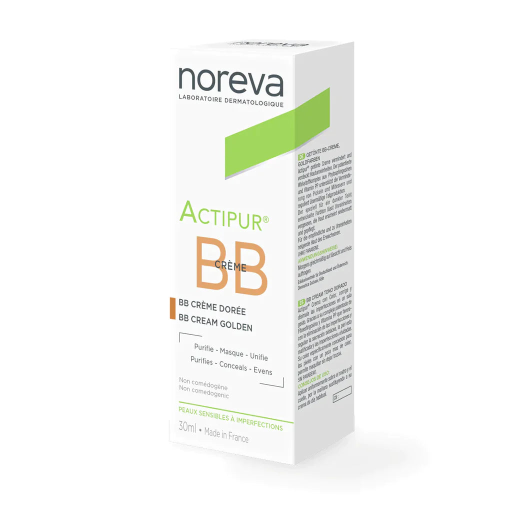 Noreva Actipur BB Cream Golden 30ml – Cobertura Natural y Tratamiento Anti-Imperfecciones para Piel Sensible