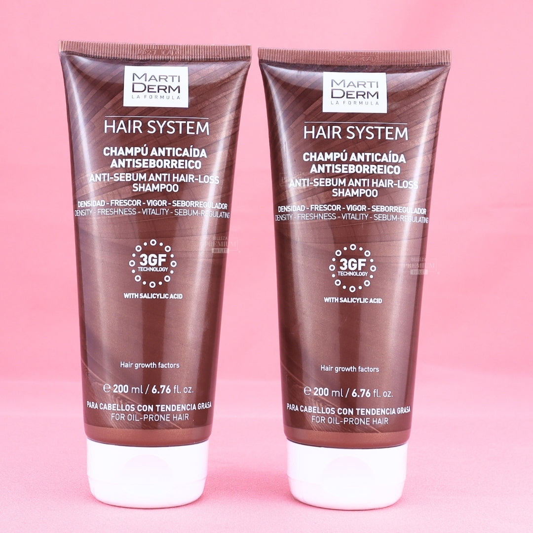 Martiderm Hair System 3gf Anti hair Loss Antiseborreo Shampoo 200 ml ROTO/ ETIQUETA MAL