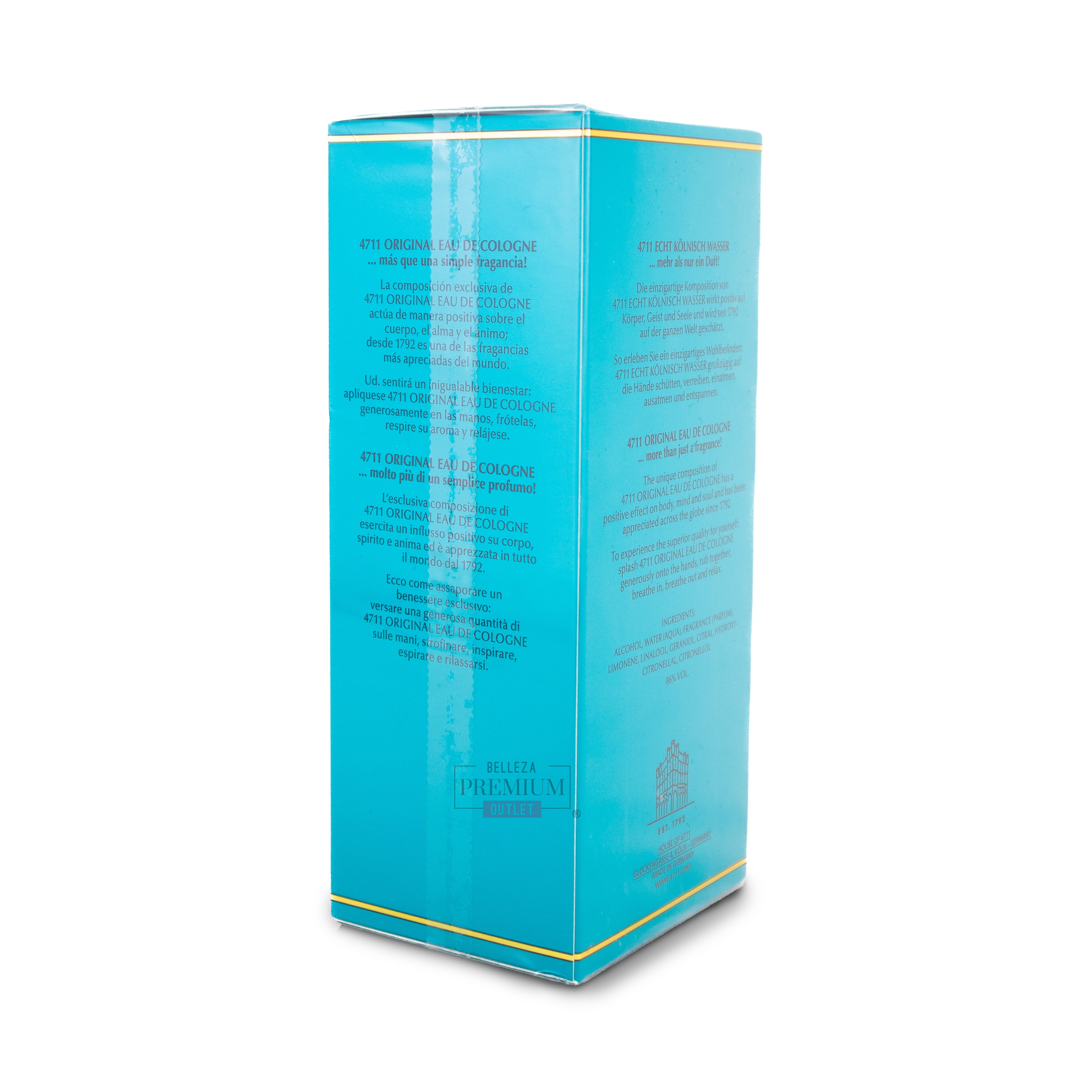 4711 Original Eau de Cologne Splash 200ml Hombre – Colonia Clásica Cítrica Refrescante