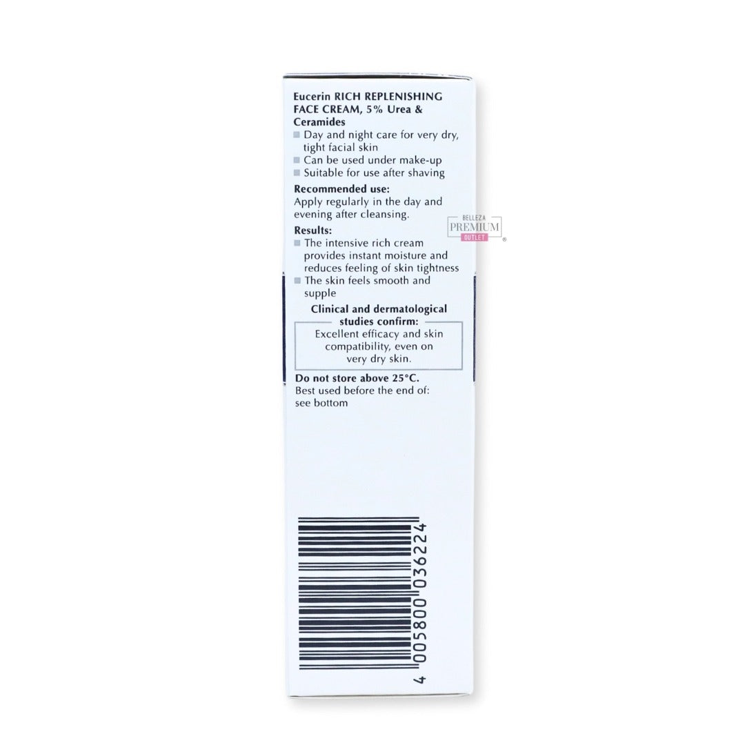 EUCERIN UREA REPAIR 50ML RICH REPLENISHING FACE CREAM: El Poderoso Hidratante Popular para una Piel Suave y Renovada