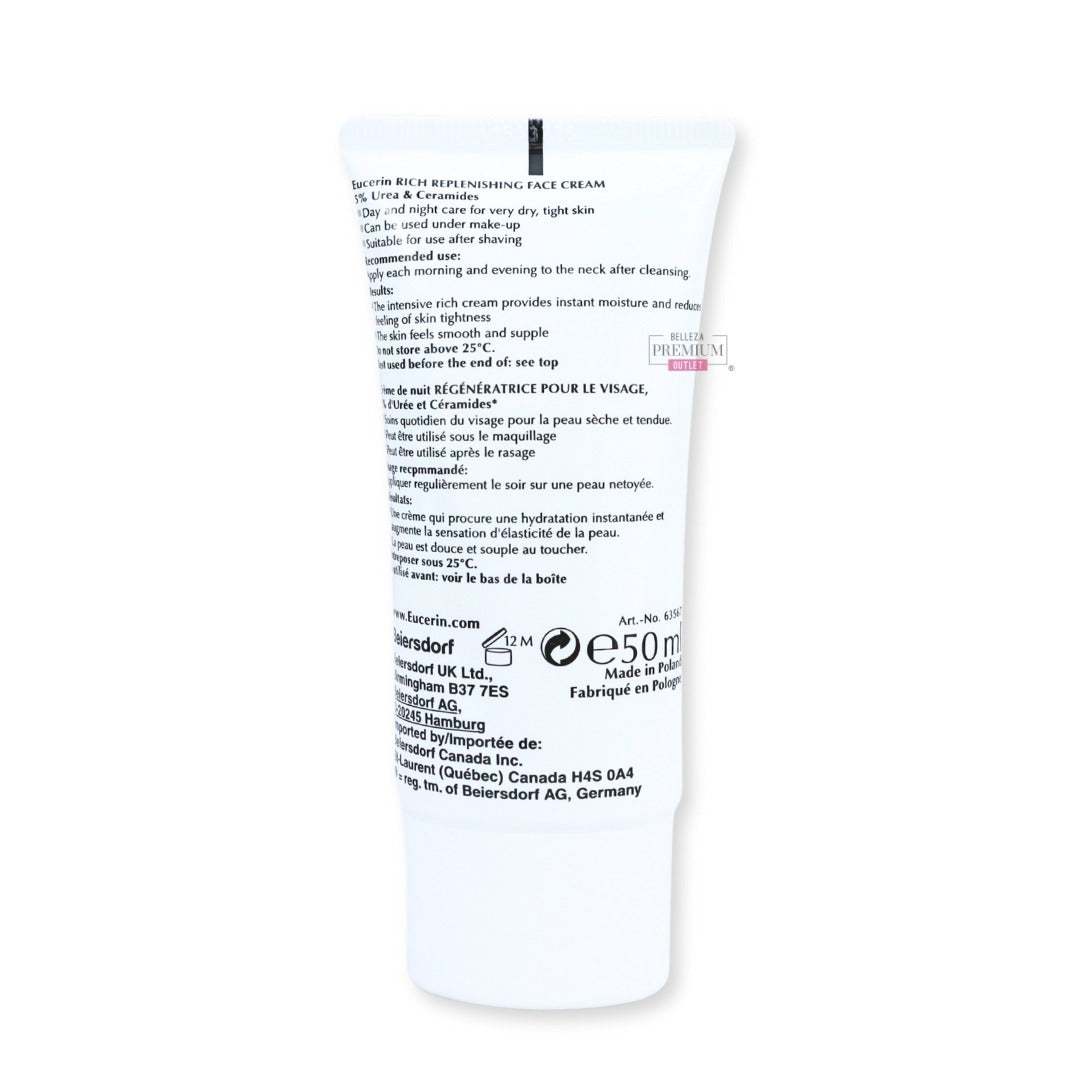 EUCERIN UREA REPAIR 50ML RICH REPLENISHING FACE CREAM: El Poderoso Hidratante Popular para una Piel Suave y Renovada