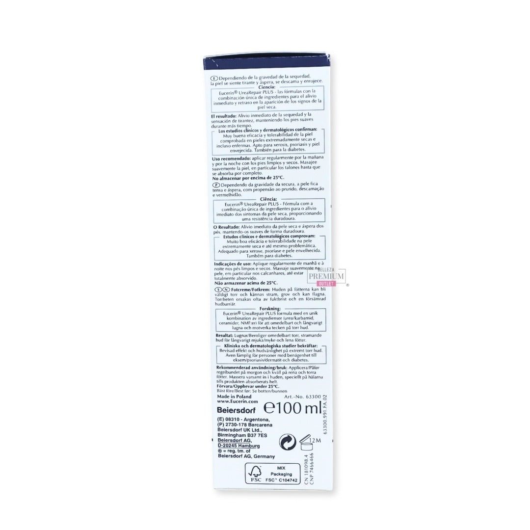 EUCERIN UREA REPAIR 100ML PLUS 10% UREA FOOT CREAM: El Poder Esencial para Pies Suaves y Reparados