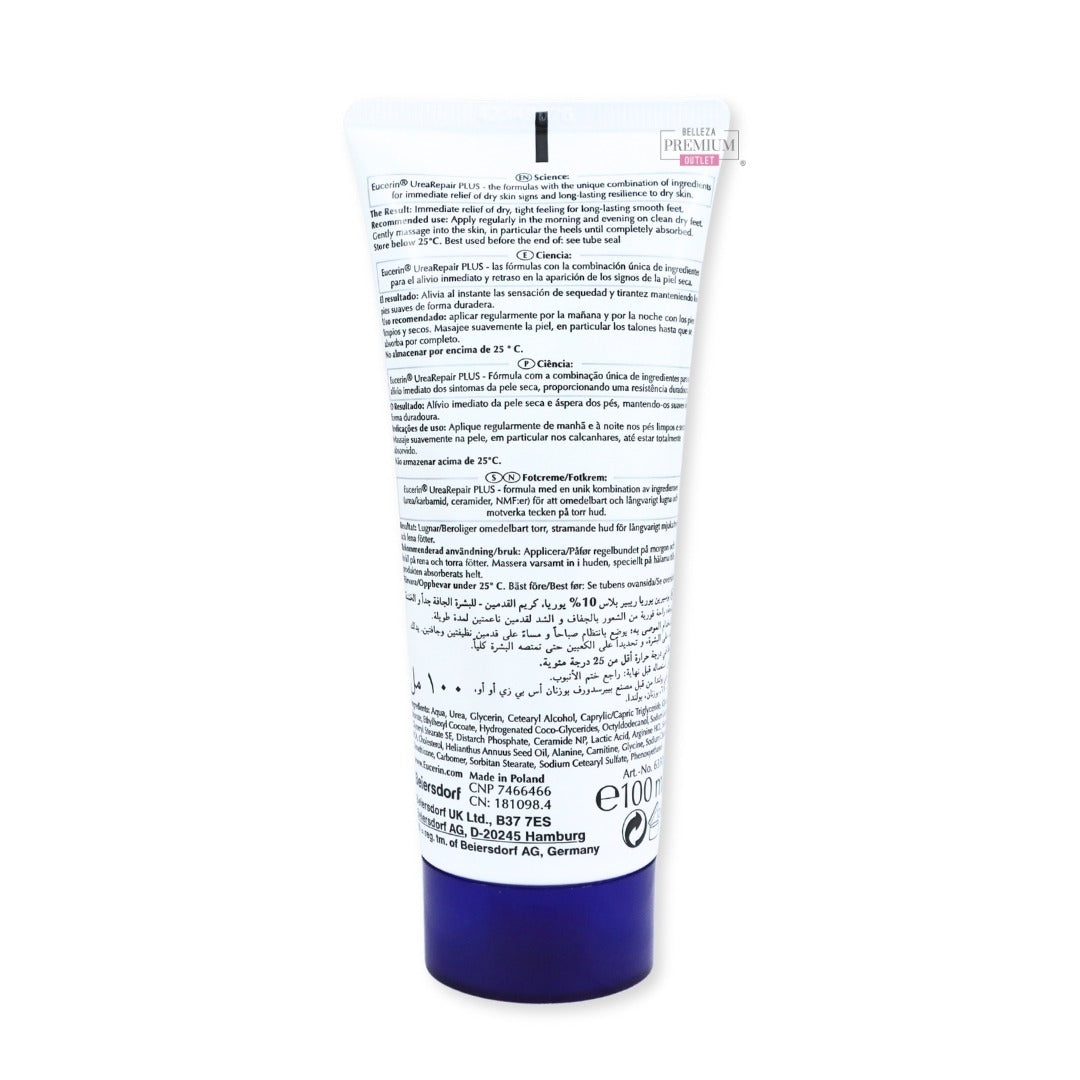 EUCERIN UREA REPAIR 100ML PLUS 10% UREA FOOT CREAM: El Poder Esencial para Pies Suaves y Reparados