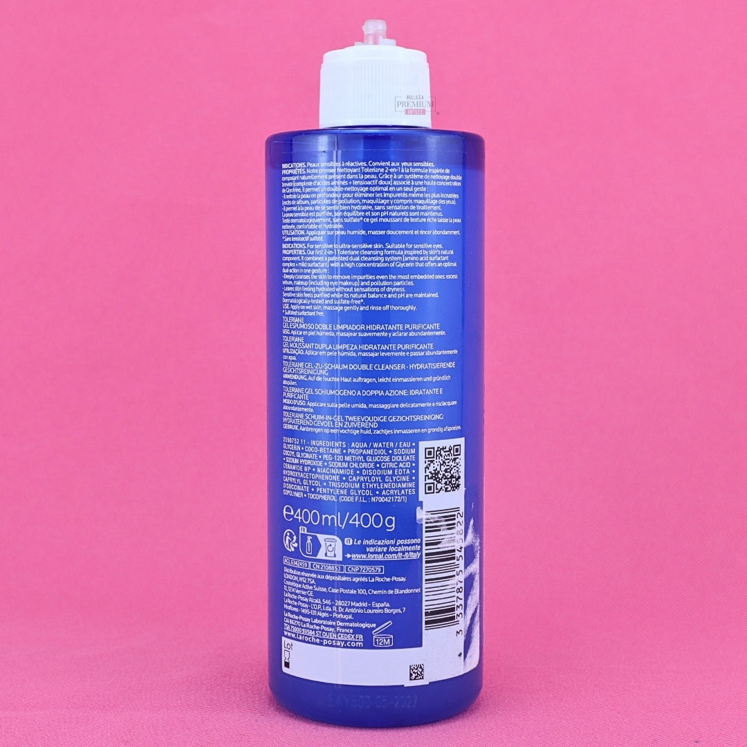 LA ROCHE POSAY FACIAL WASH 400ML TOLERAINE DISPENSADOR ROTO