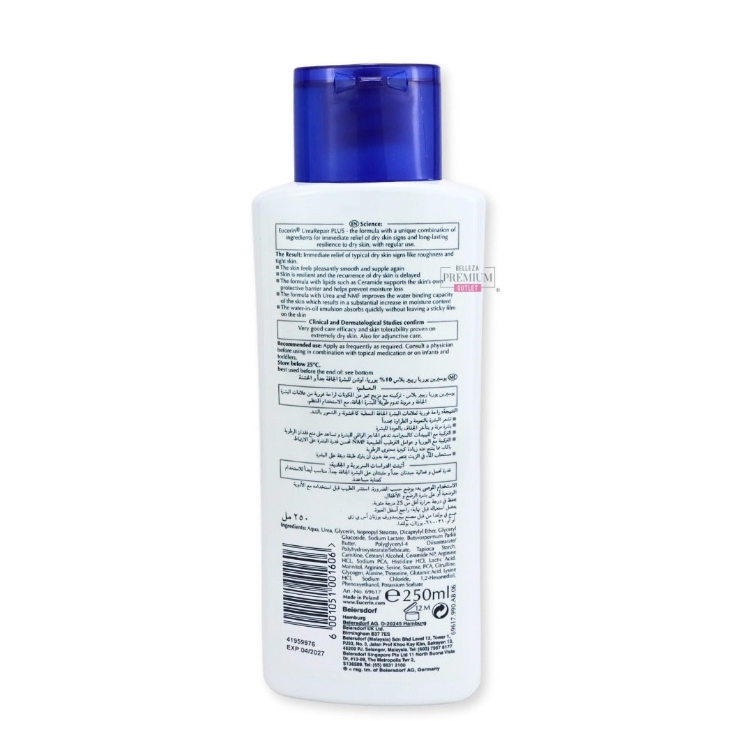 EUCERIN UREA REPAIR 250ML PLUS 10% UREA LOTION: El Poder Reconocido para una Hidratación Profunda