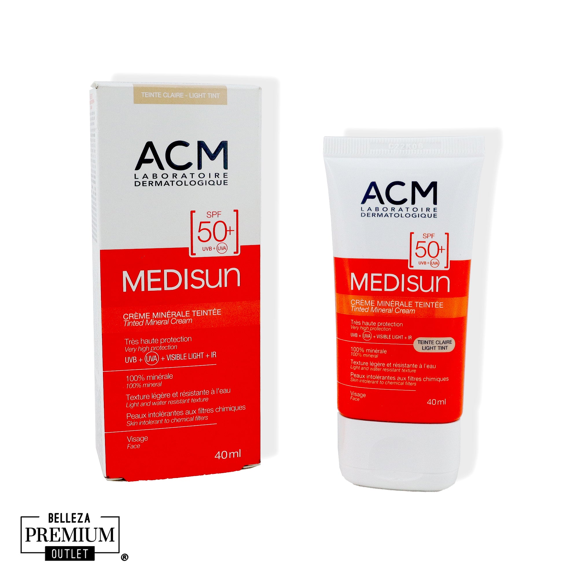 ACM Medisun Tinted Cream SPF50+ Light Tint Mineral – Protección Solar Avanzada con Color Ligero