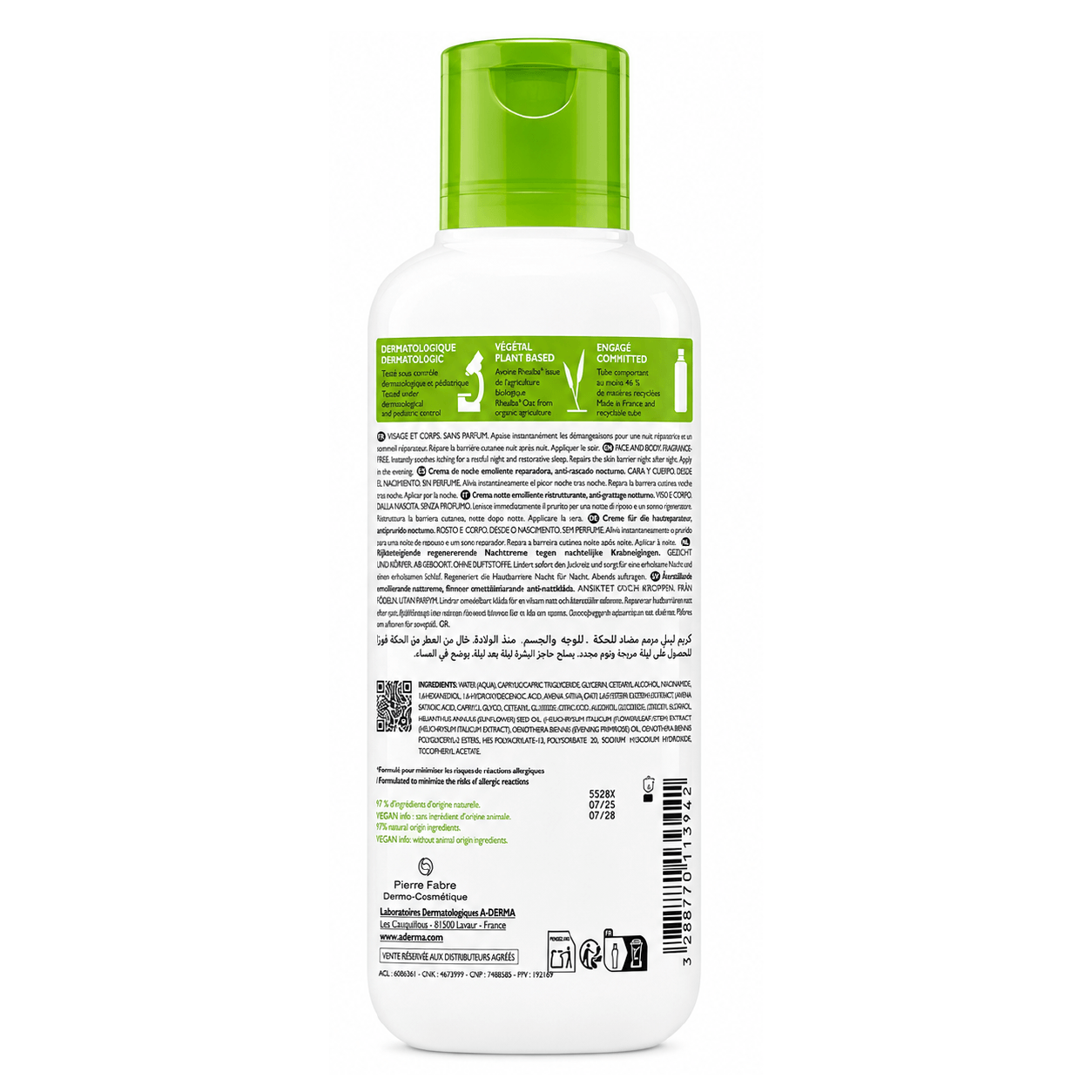 A-Derma EXOMEGA Control-Crema de Noche 400ml