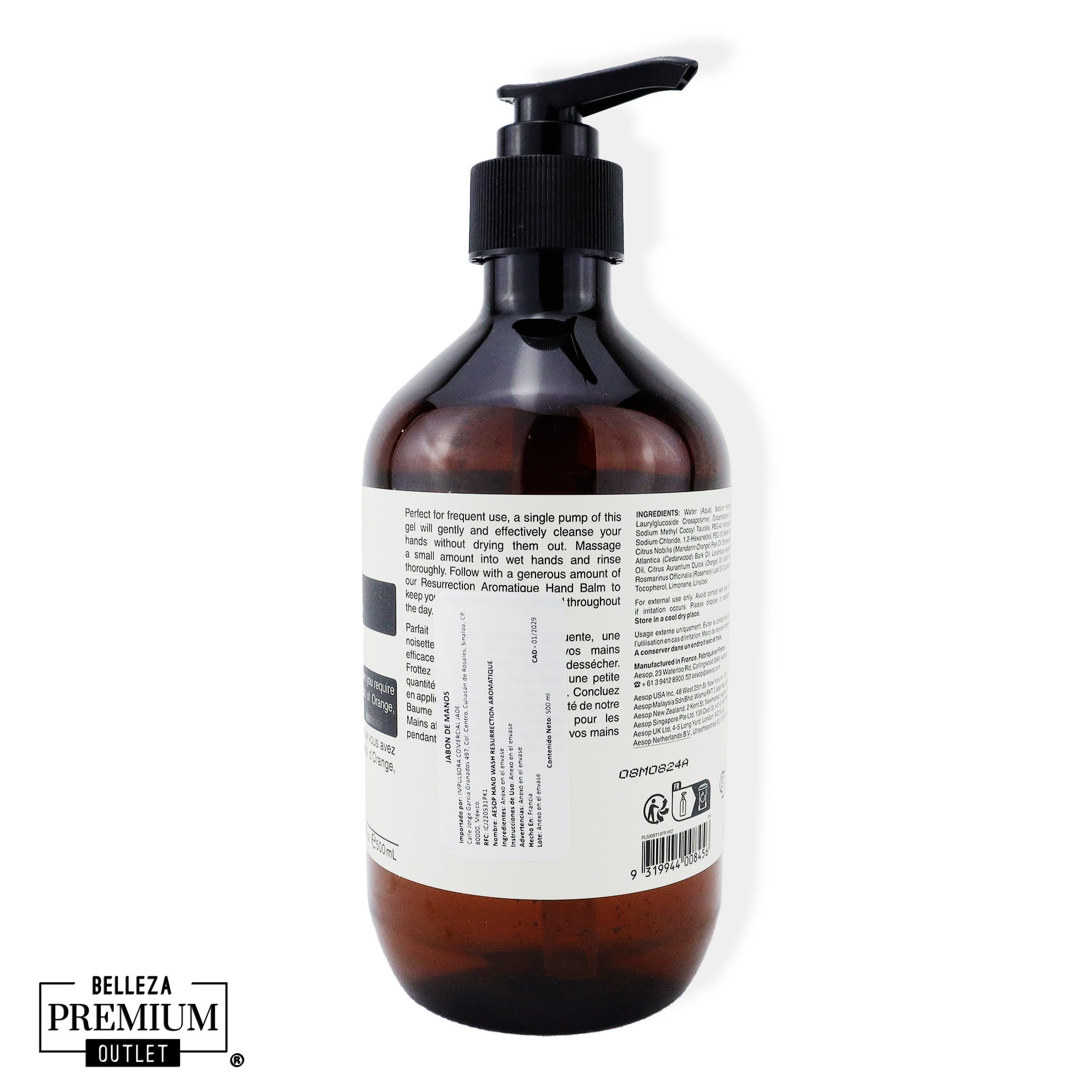AESOP Resurrection Aromatique Hand Wash 500ml – Limpieza Suave y Aromática de Manos