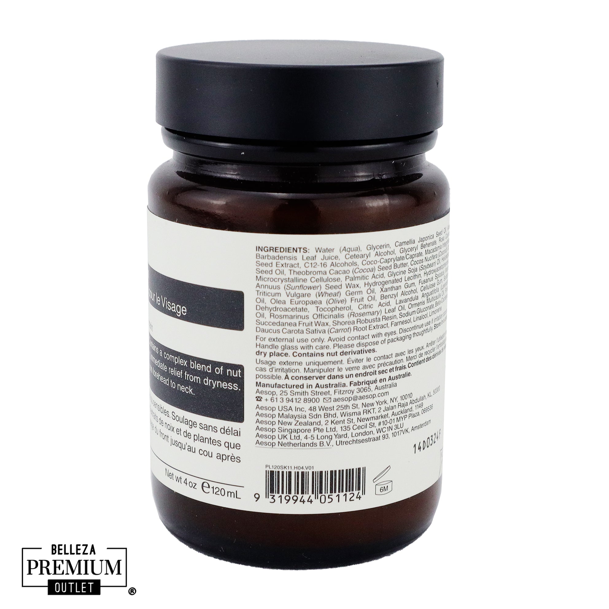 Aesop Camellia Nut Facial Hydrating Cream 120ml – Crema Facial Hidratante para Piel Seca