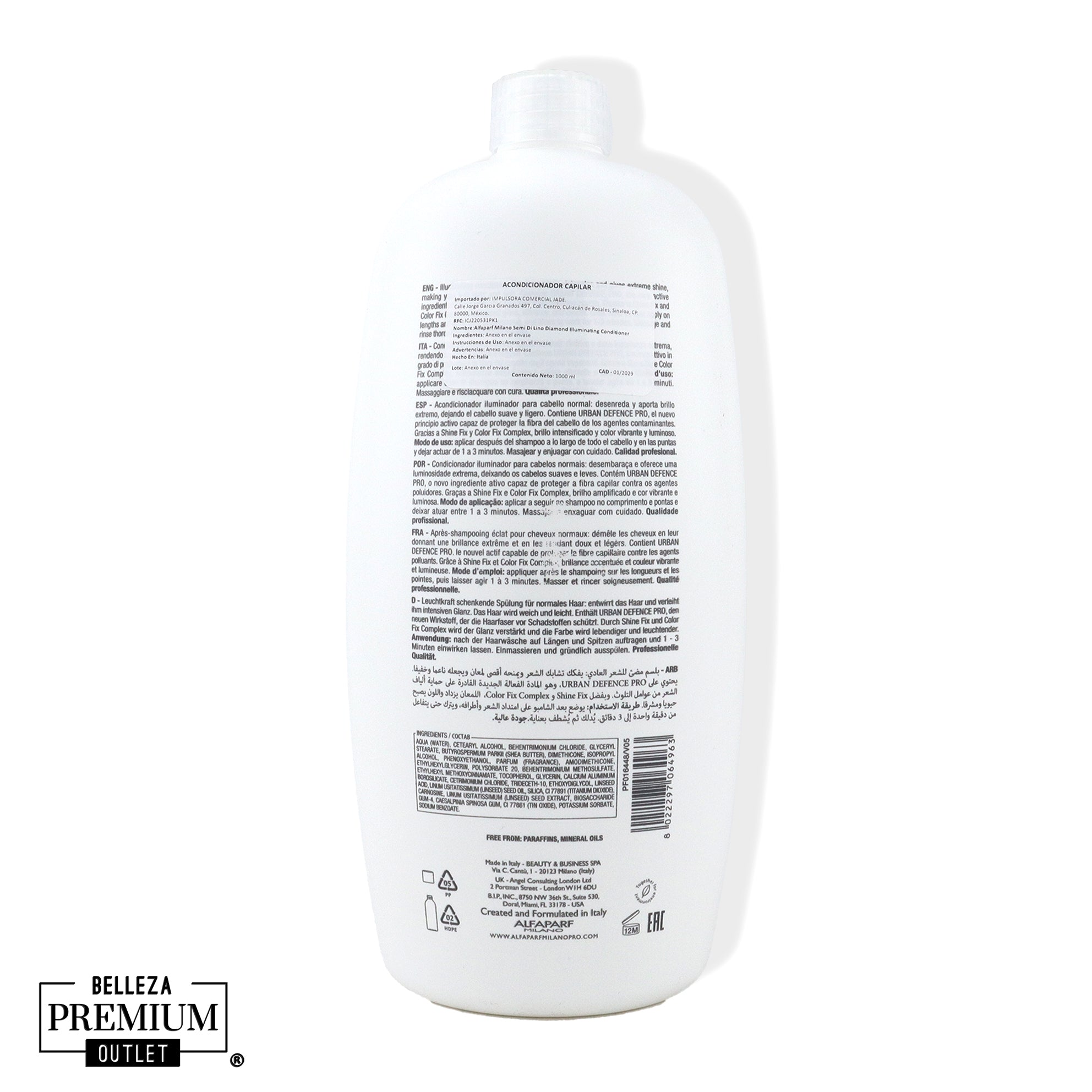 Alfaparf Milano Semi Di Lino Diamond Illuminating Low Shampoo 1000ml – Limpieza Suave y Brillo Radiante para el Cabello