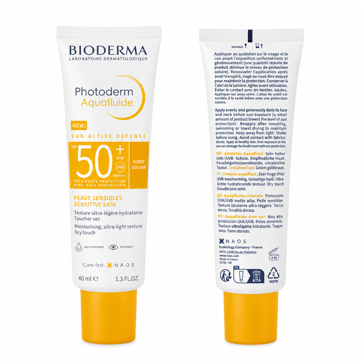 Bioderma Photoderm AquaFluide Dorado SPF50+ 40ml – Protección Solar Facial con Efecto Dorado