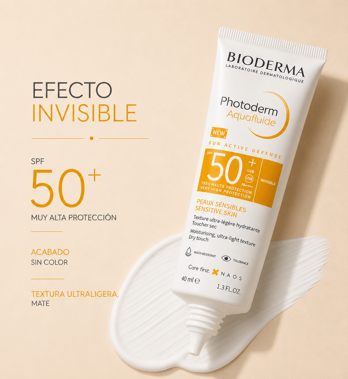 Bioderma Photoderm Aquafluide SPF50+ 40ml – Protección Solar Ultraligera y Toque Seco