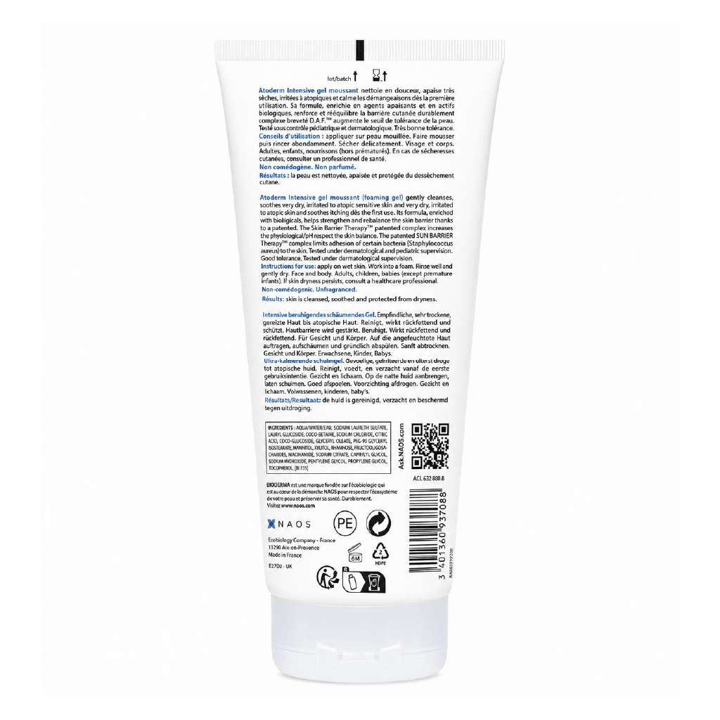 Bioderma Atoderm Intensive Gel Moussant 200ml_Gel Limpiador Piel seca y sensible