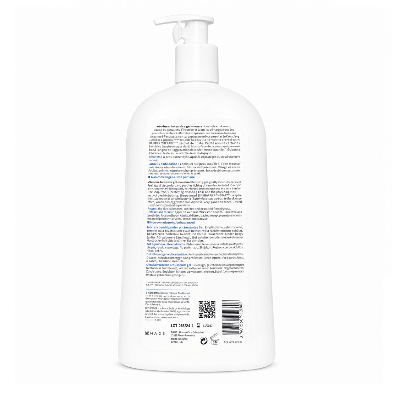 Bioderma Atoderm Intensive Gel moussant 1000ml-Gel Limpiador Piel Sensible
