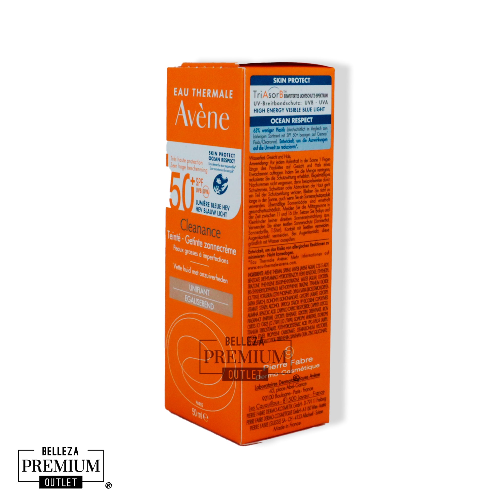 Avène Cleanance Solar con Color SPF 50+ (50 ml) – Protección solar avanzada para piel grasa con imperfecciones