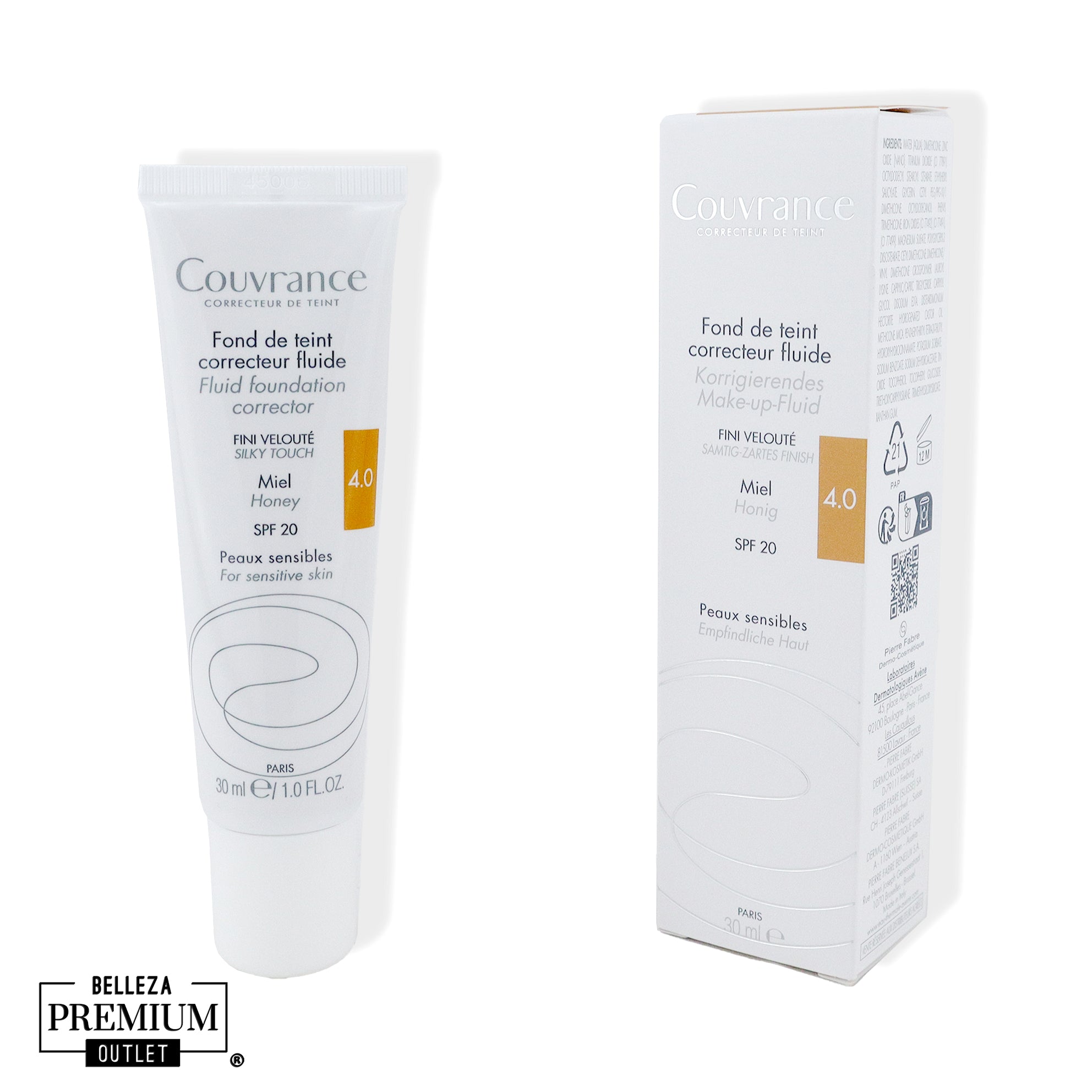 Avène Couvrance Fluid Foundation Honey 4 30ml – Maquillaje Corrector Fluido para Piel Sensible